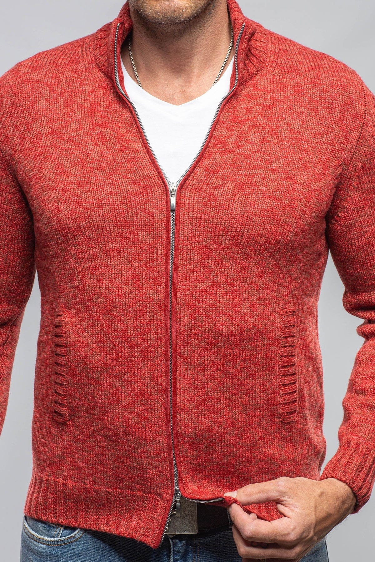 Giuseppe Full Zip Cashmere Sweater In Red - Image 2