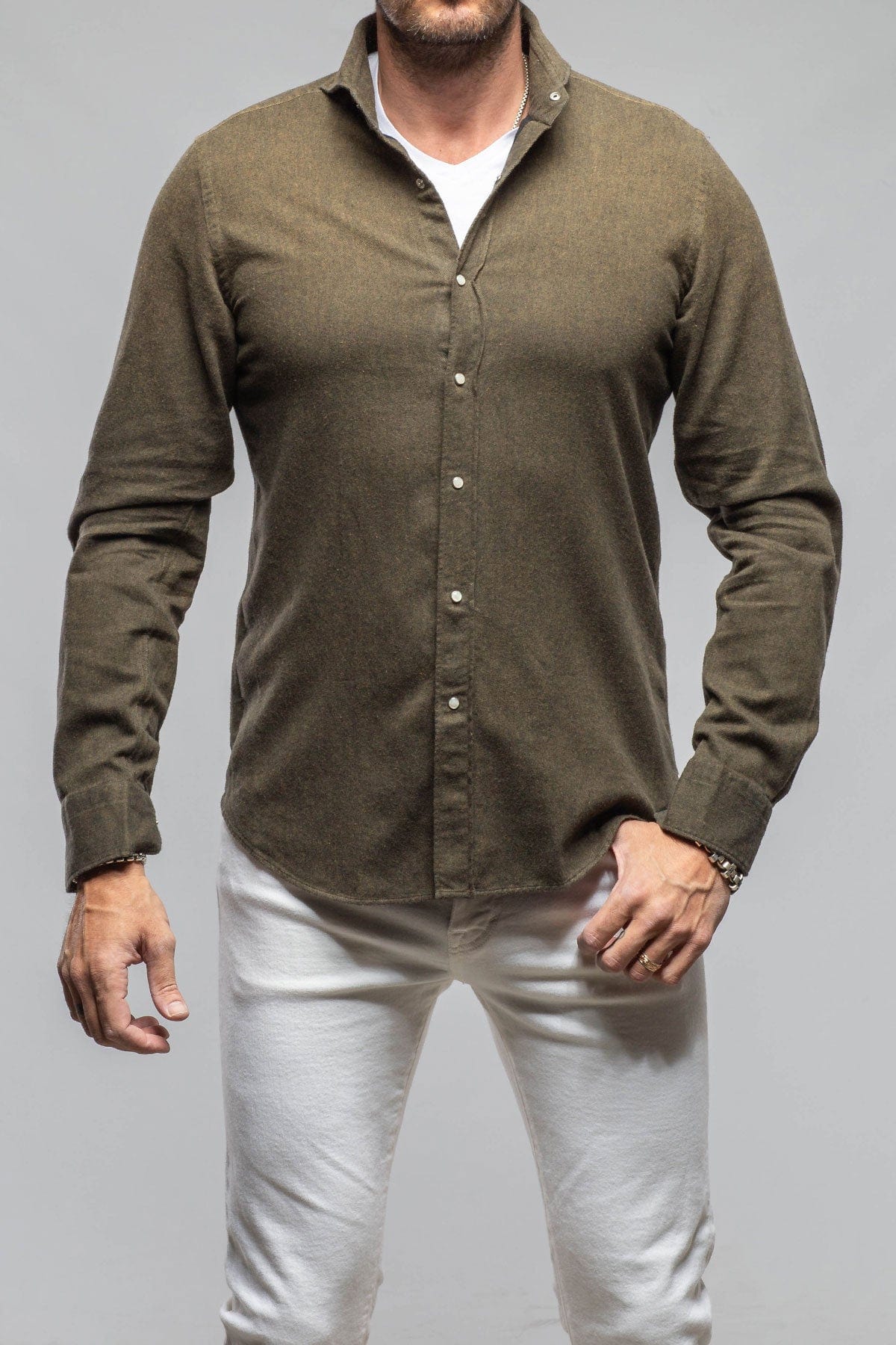 Golden Sand Washed Snap Shirt In Chocolate - Image 2