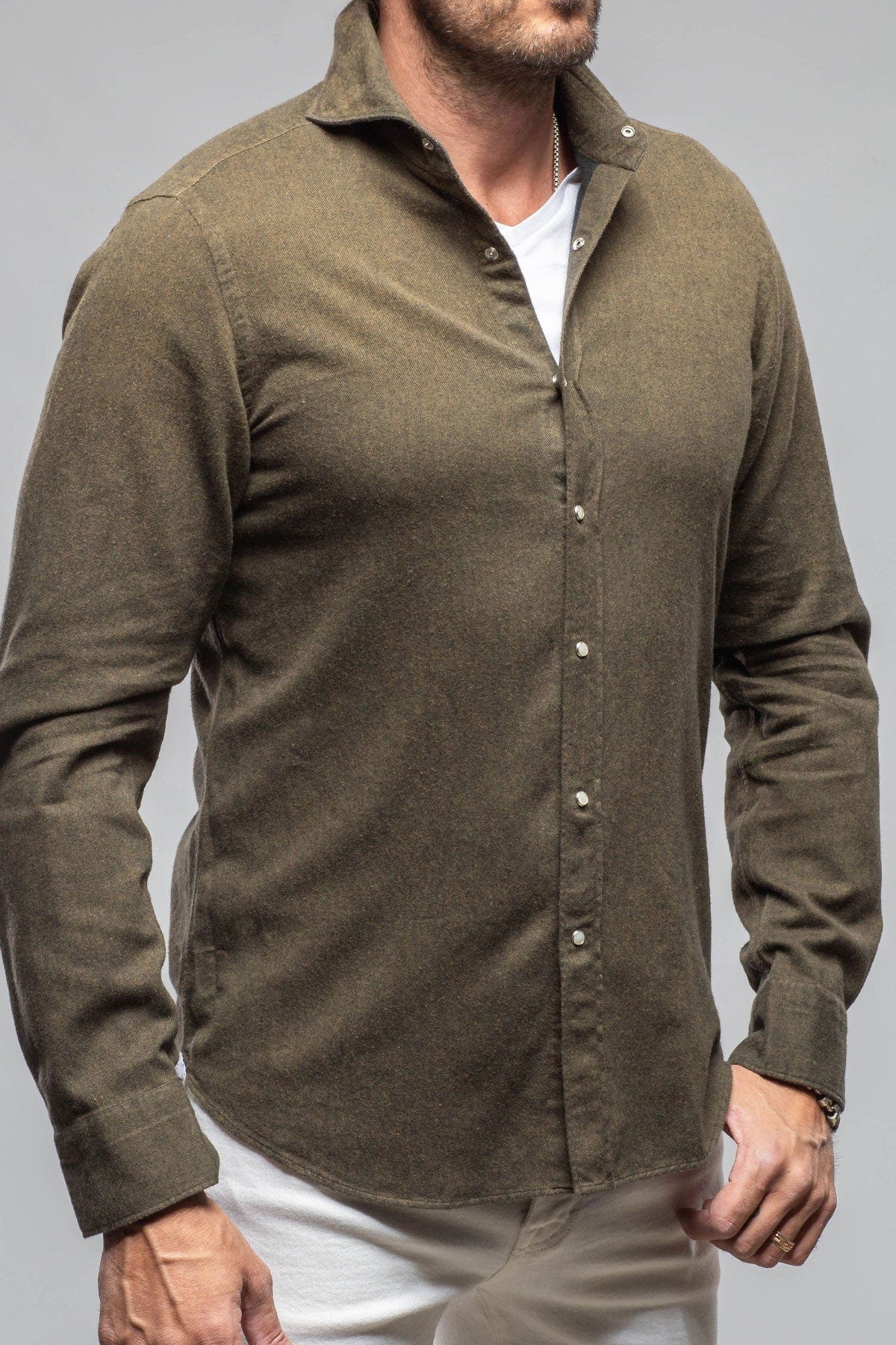 Golden Sand Washed Snap Shirt In Chocolate - Image 4