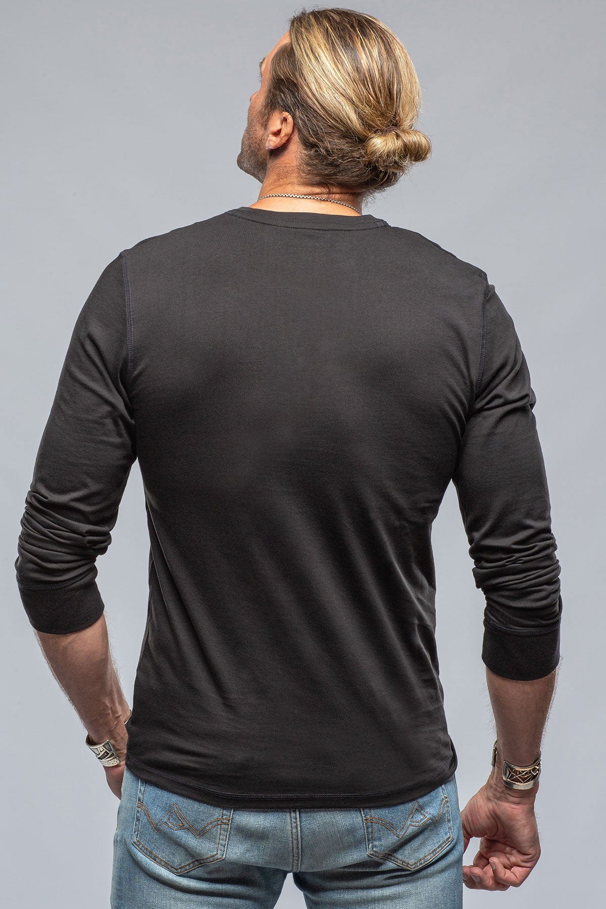 Coronado Cotton LS Henley in Black - Image 4