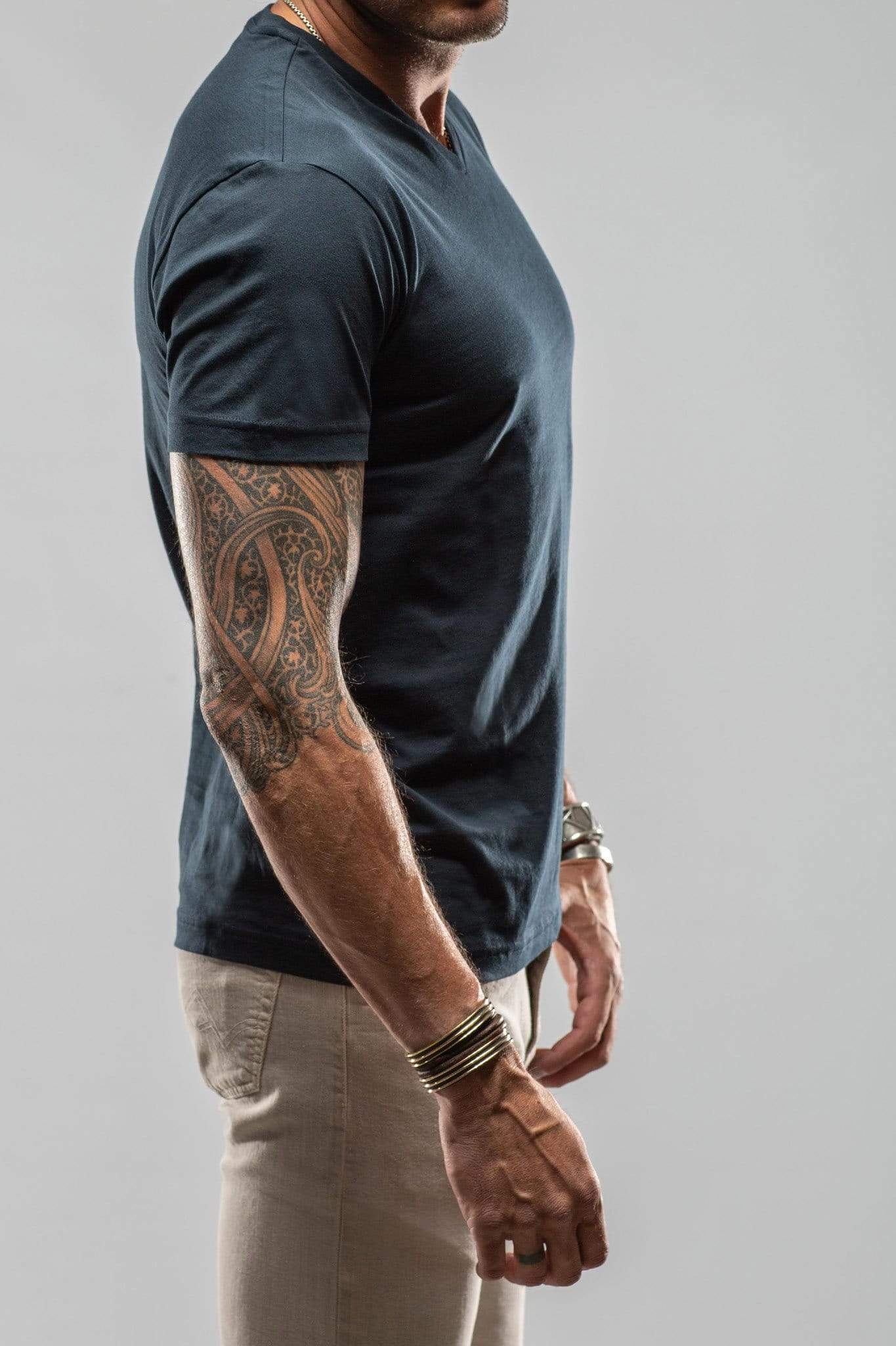 Siena Cotton V Neck In Navy - Image 3