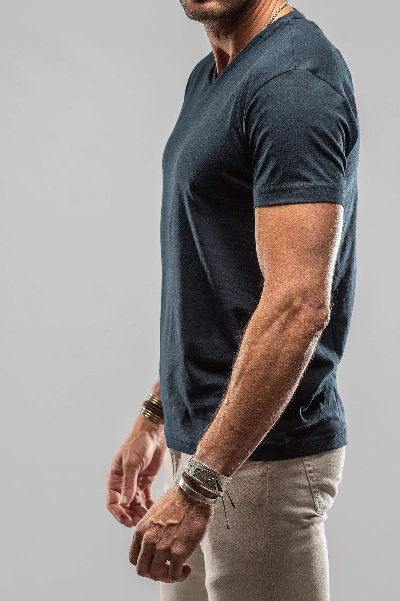 Siena Cotton V Neck In Navy - Image 4
