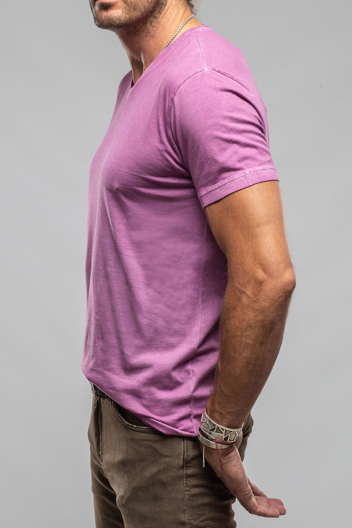 Siena Cotton V Neck In Plum - Image 3
