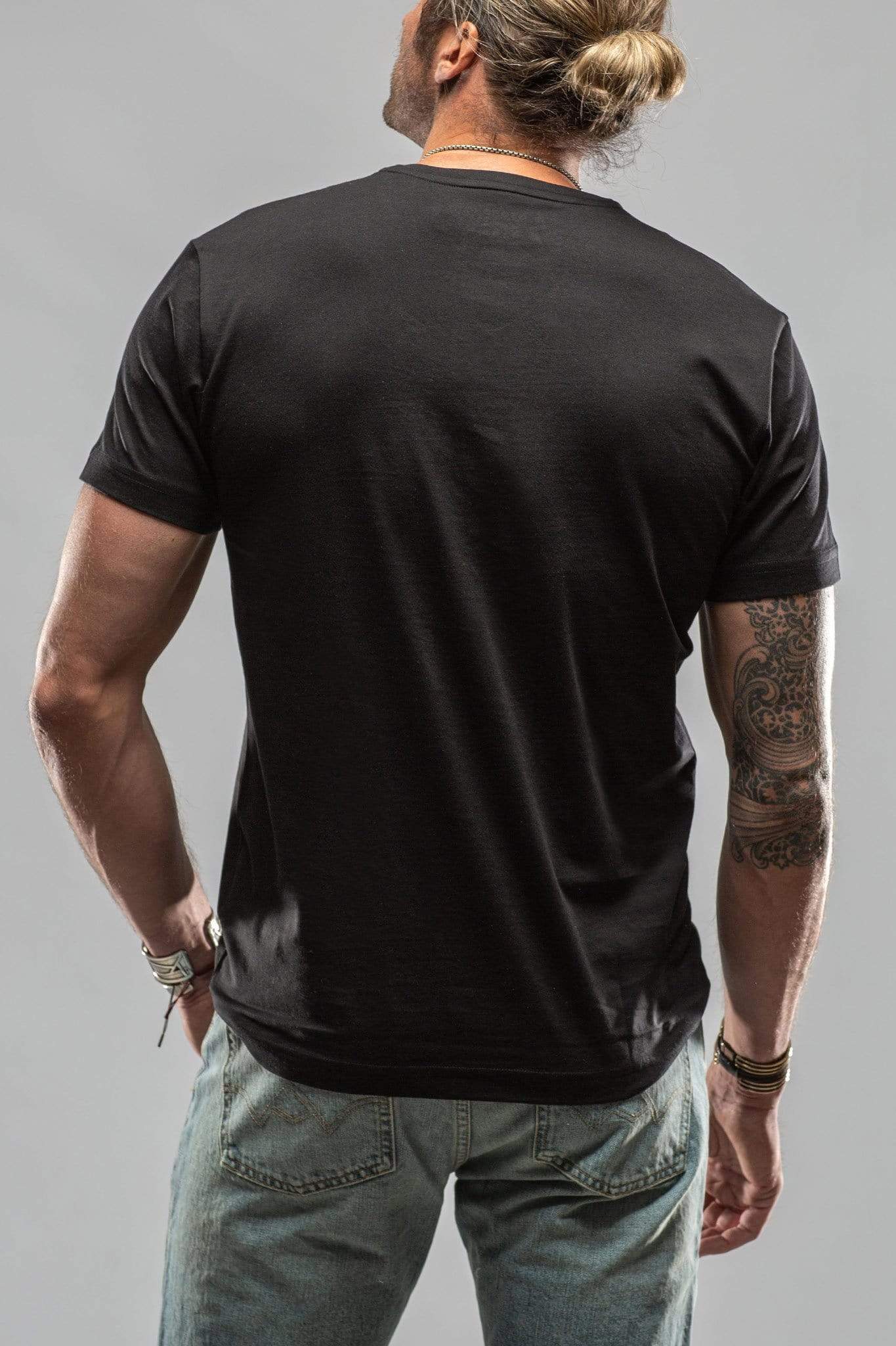 Siena Cotton V Neck Tee In Black - Image 3