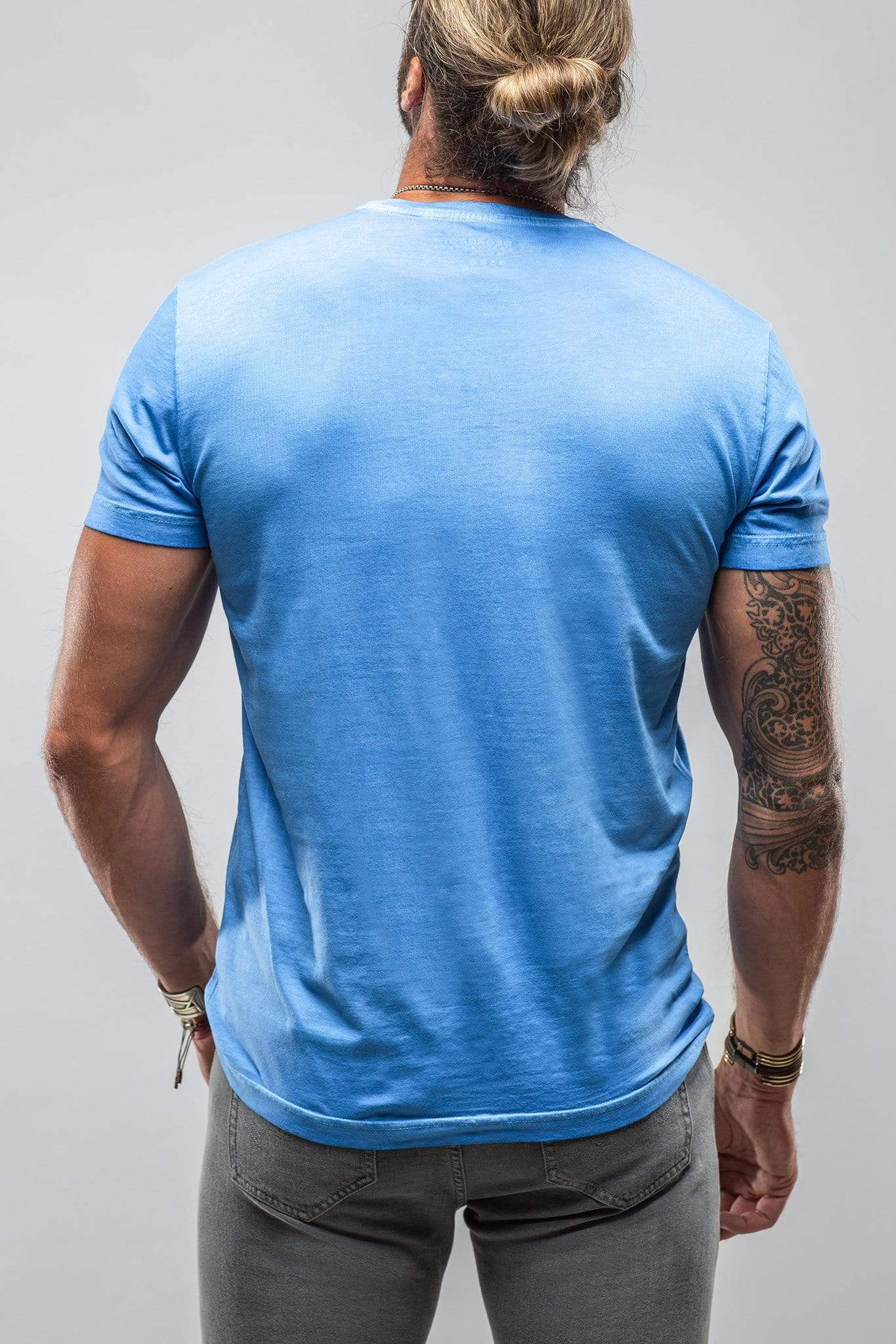 Siena Cotton V Neck Tee In Blue Lagoon - Image 3