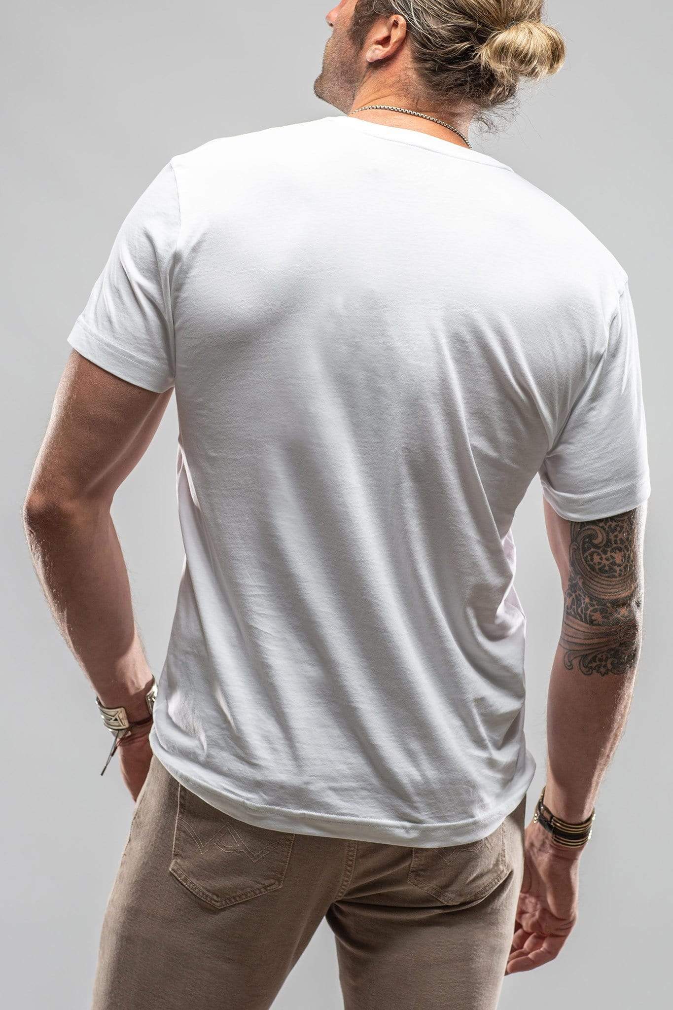 Siena Cotton V Neck Tee In White - Image 3