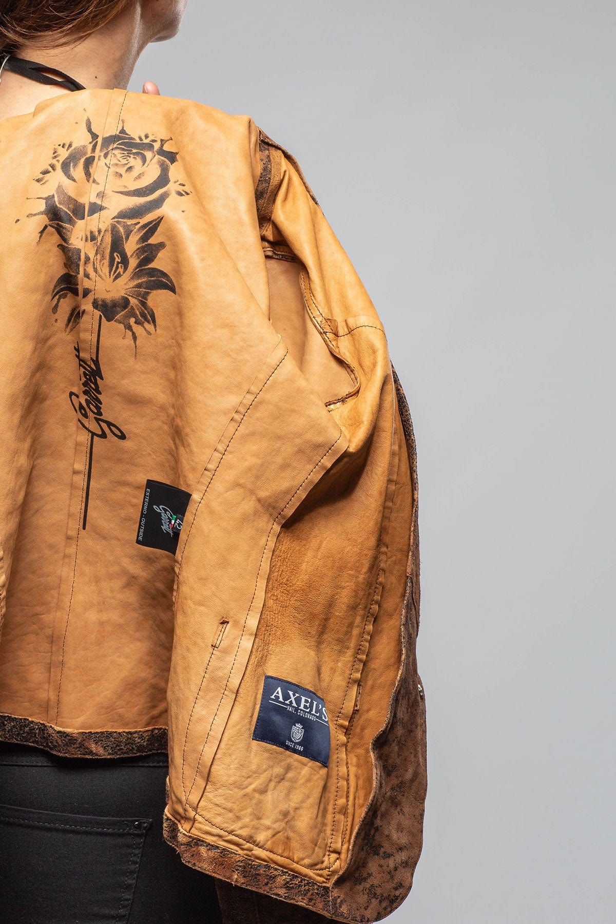 Greta Distressed Leather Blazer In Tobacco - Image 5