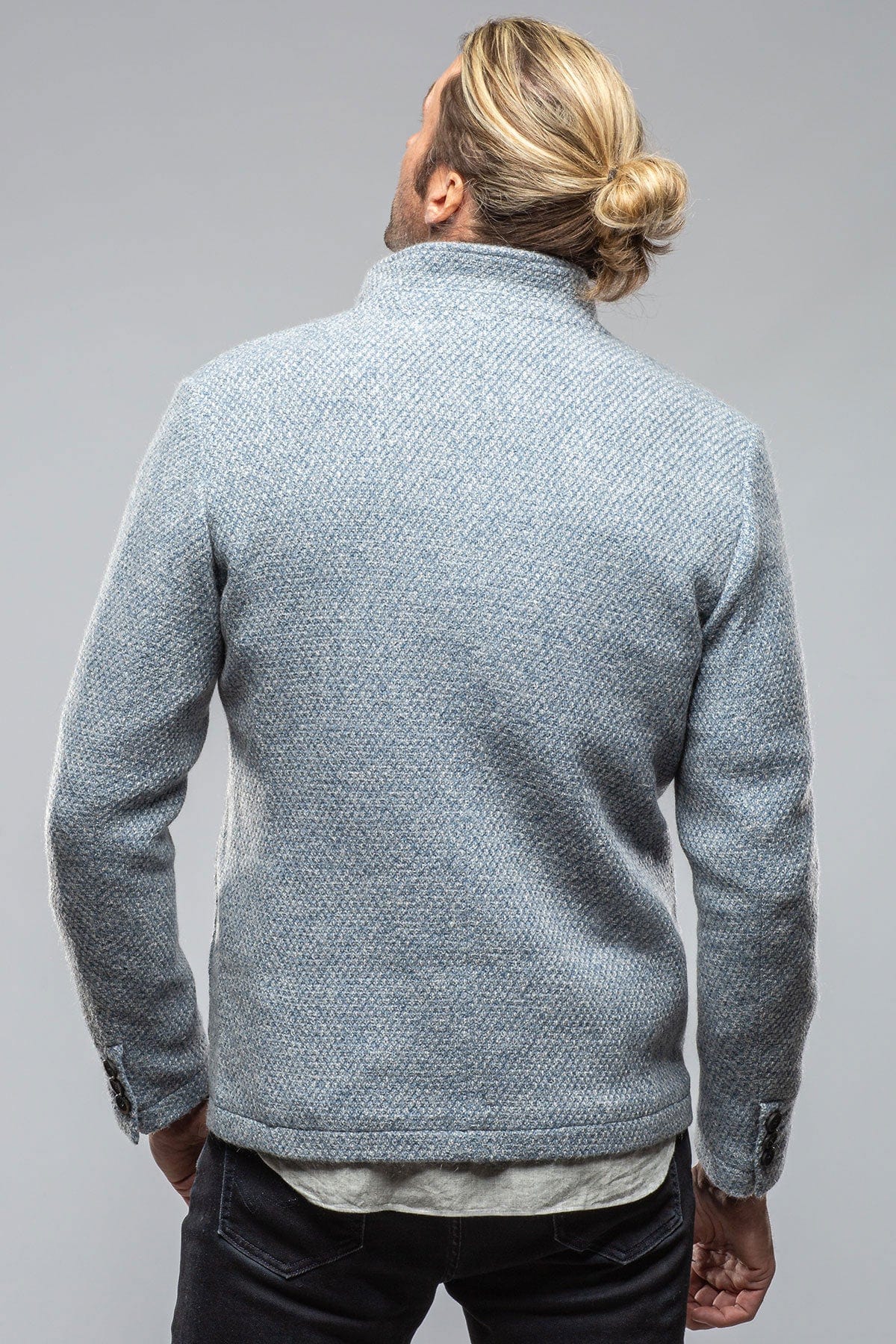 Halifax Knit Coat In Light Blue - Image 5