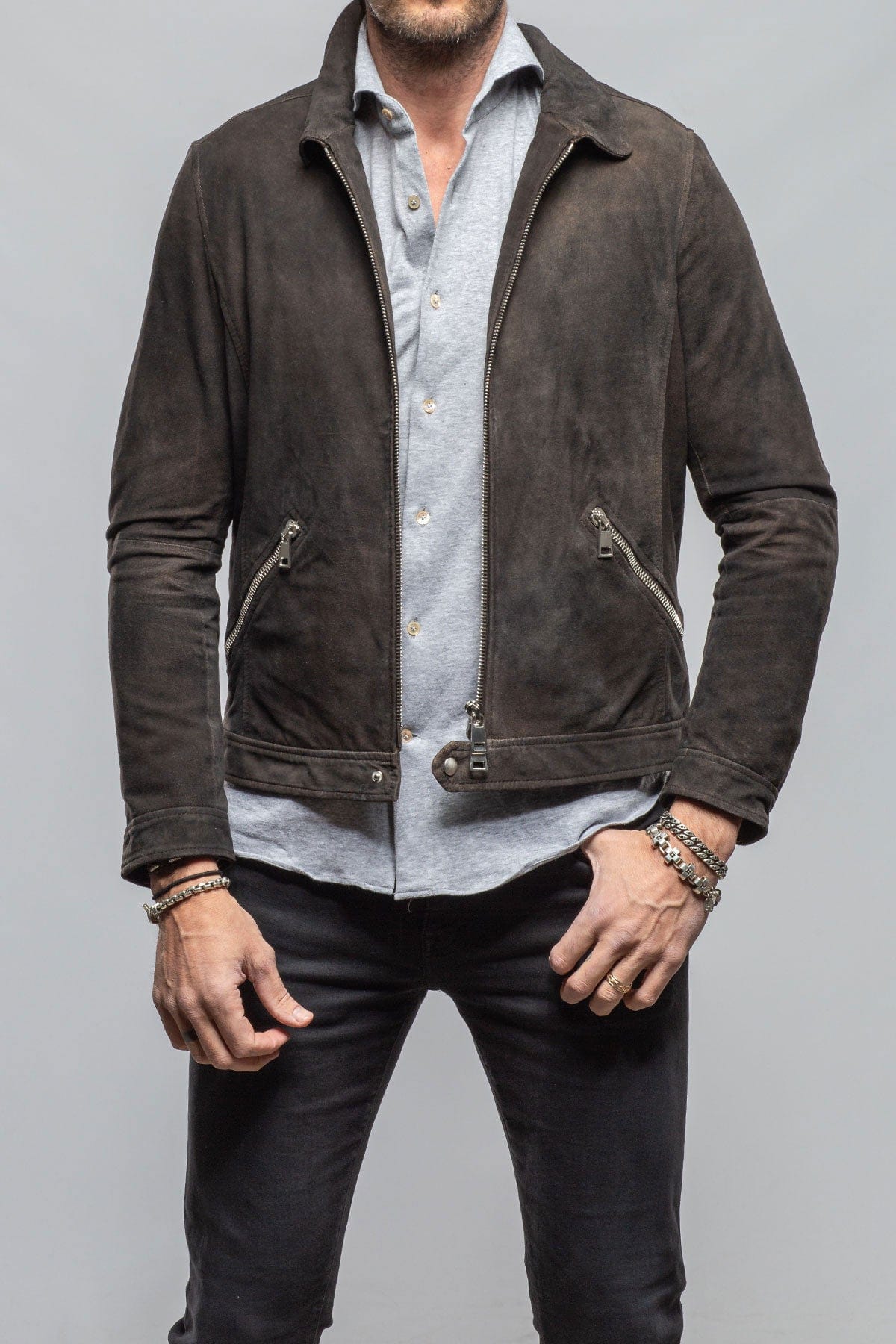 Harley Suede Moto Jacket In Chocolate - Image 2