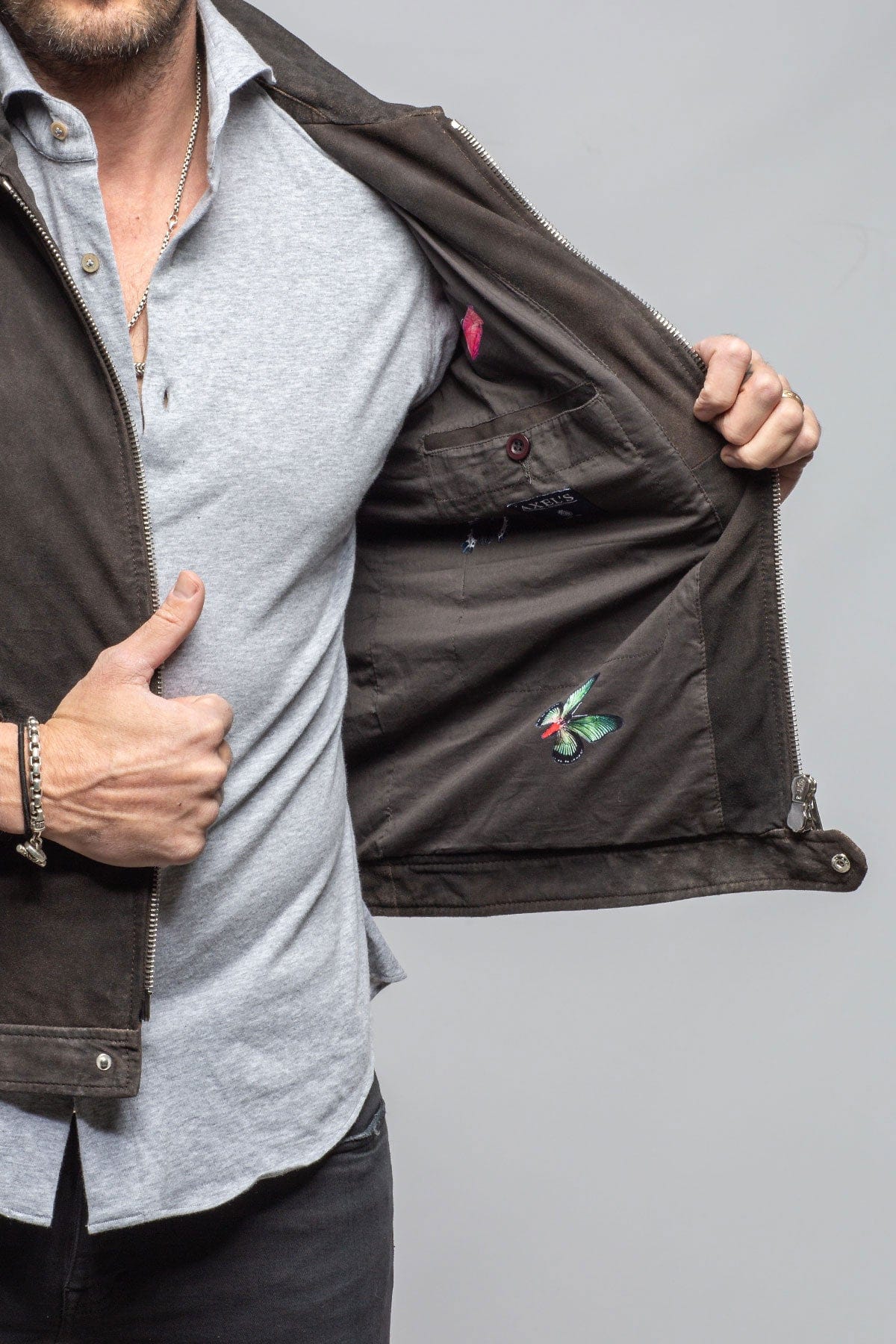 Harley Suede Moto Jacket In Chocolate - Image 7