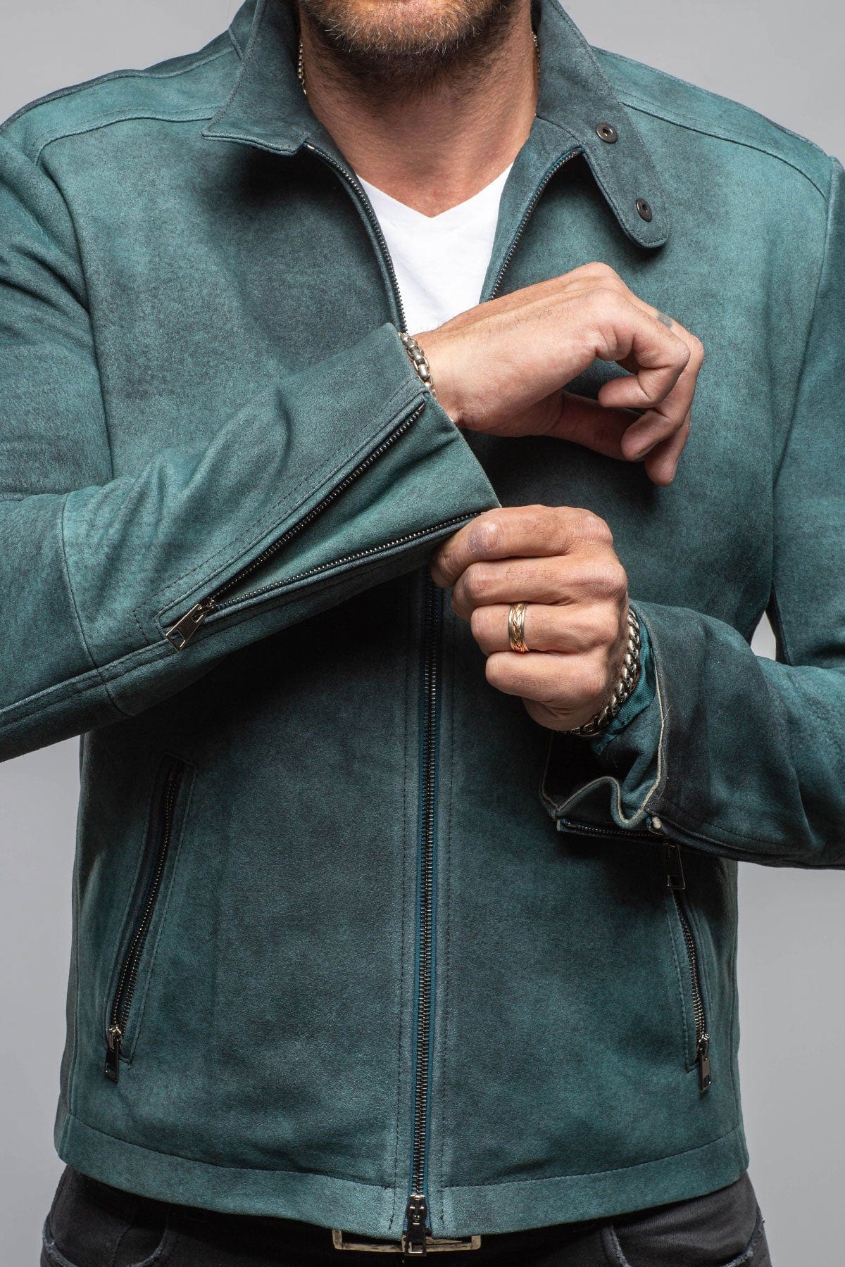 Hartwill Suede Moto In Ottanio - Image 5