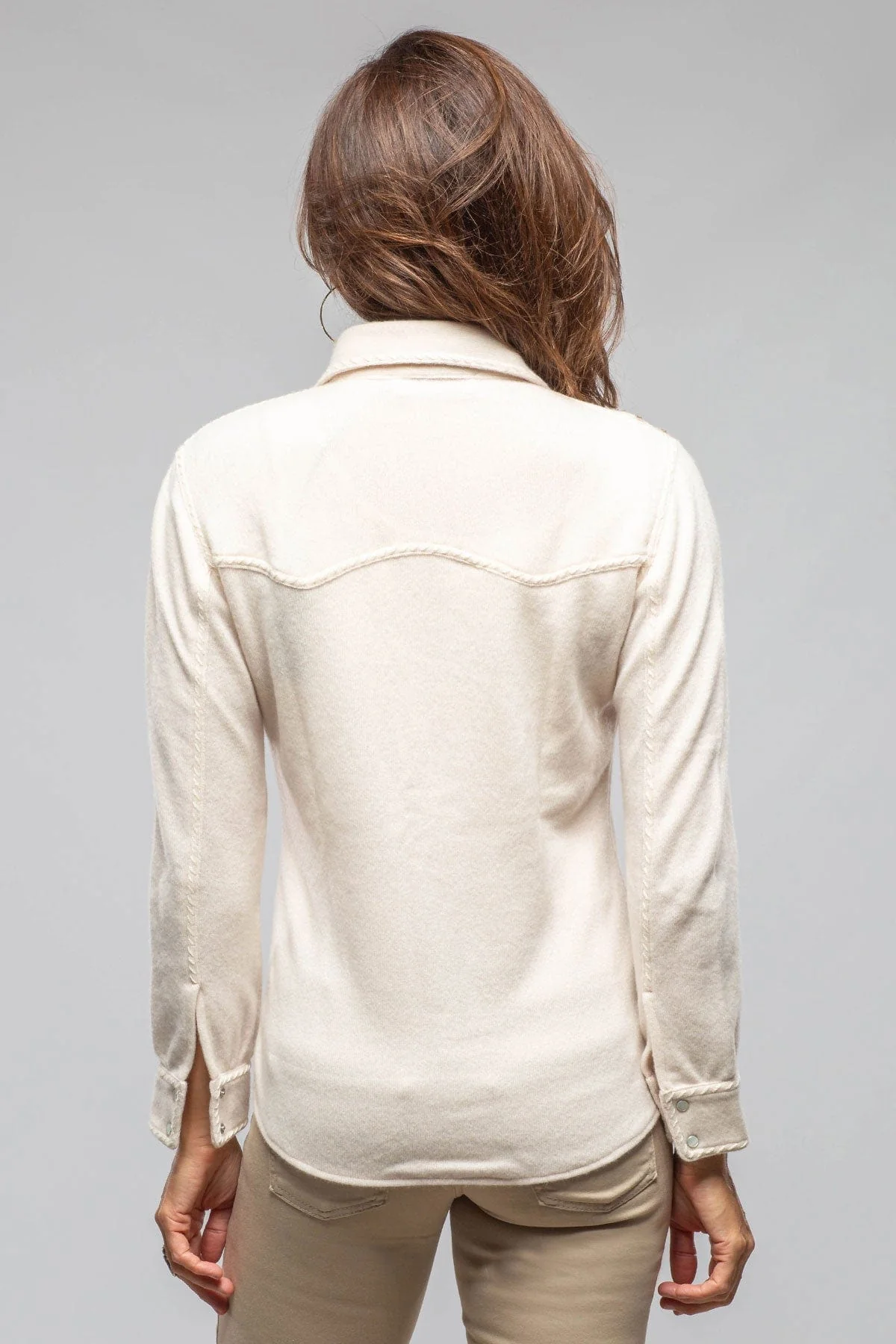 Juliette Embroidered Cashmere Western Shirt In Cream - Image 3