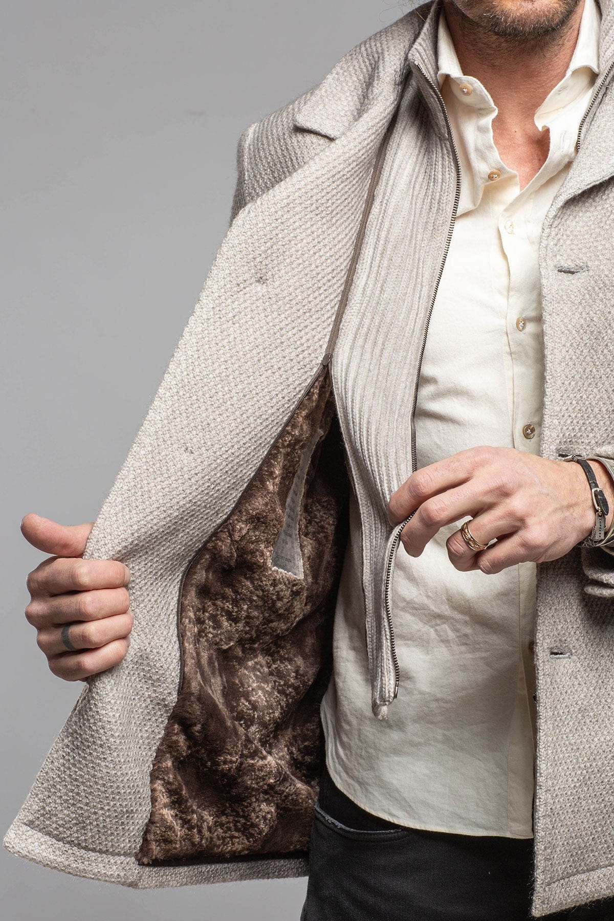 Juneau 3/4 Knit Coat In Ice - Image 3