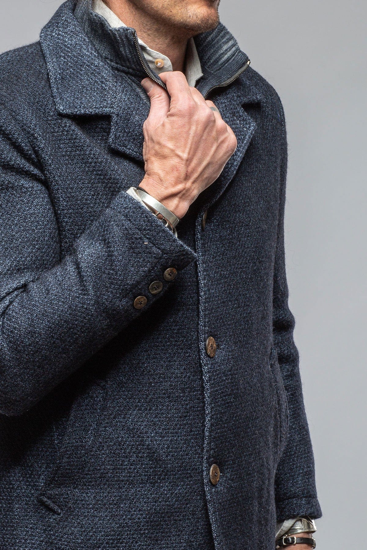 Juneau 3/4 Knit Coat In Navy - Image 5