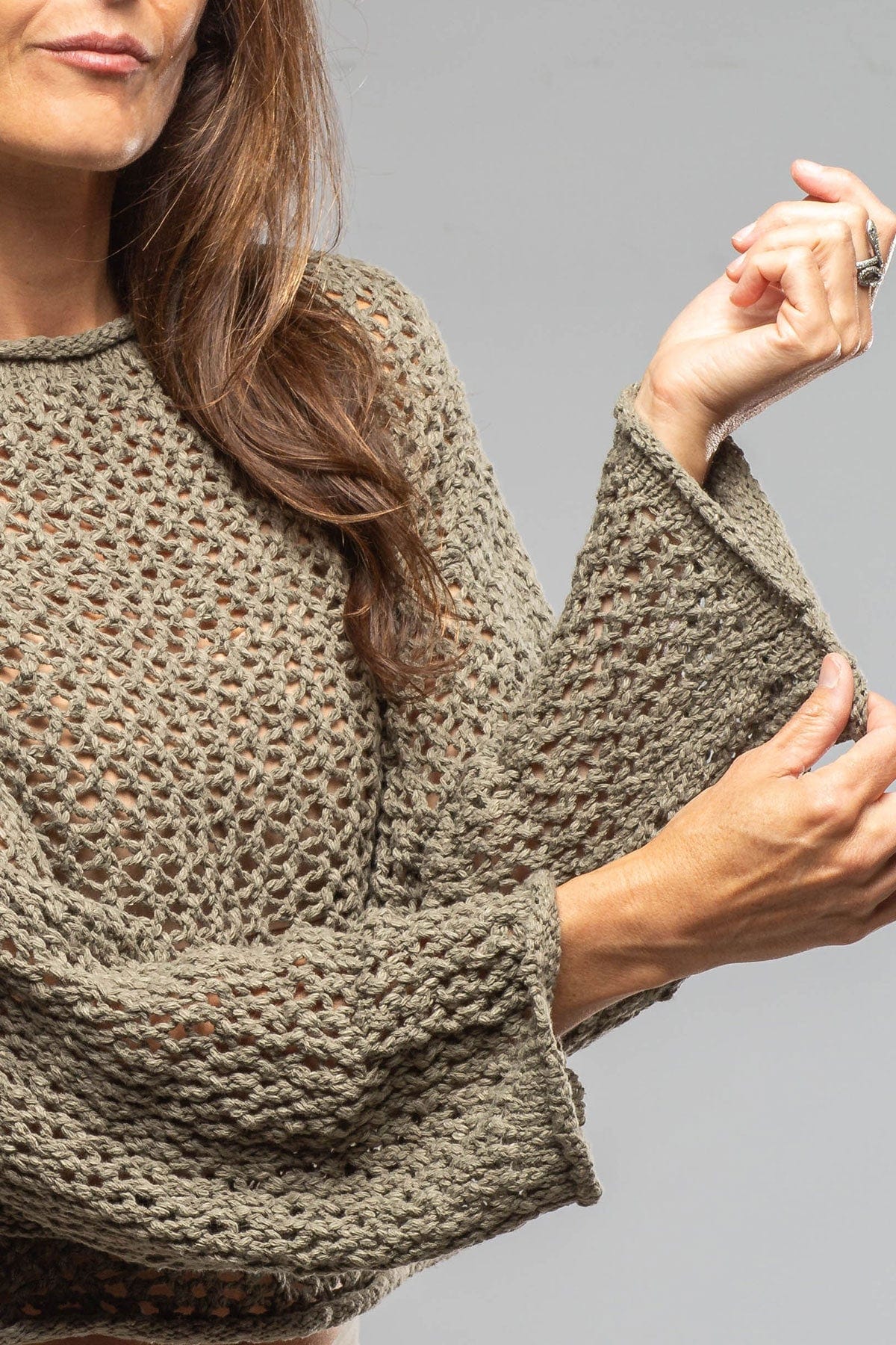 Kate Crochet Knit Sweater In Sage - Image 4