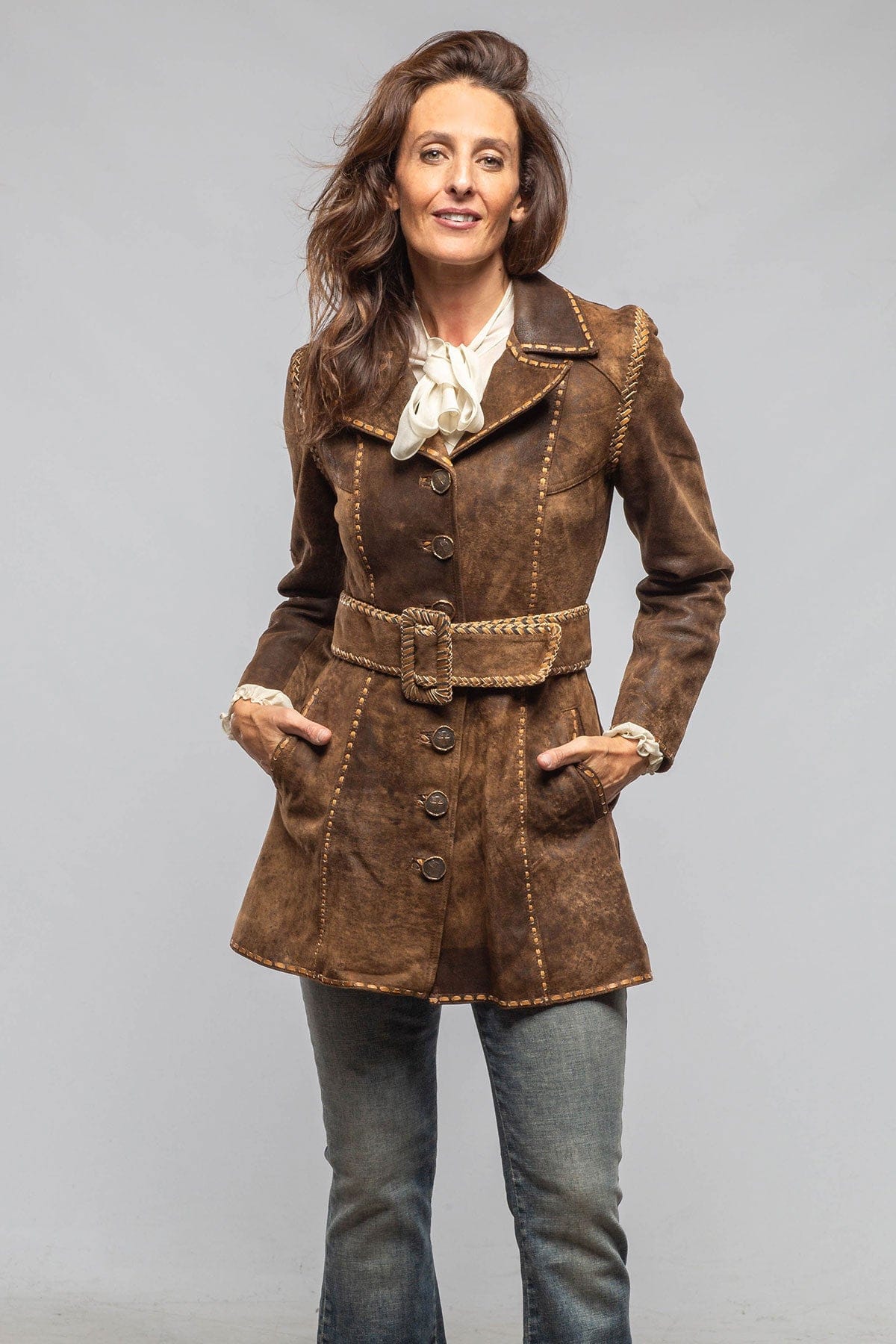 Kellie Distressed Lambskin Jacket In Vintage Brown