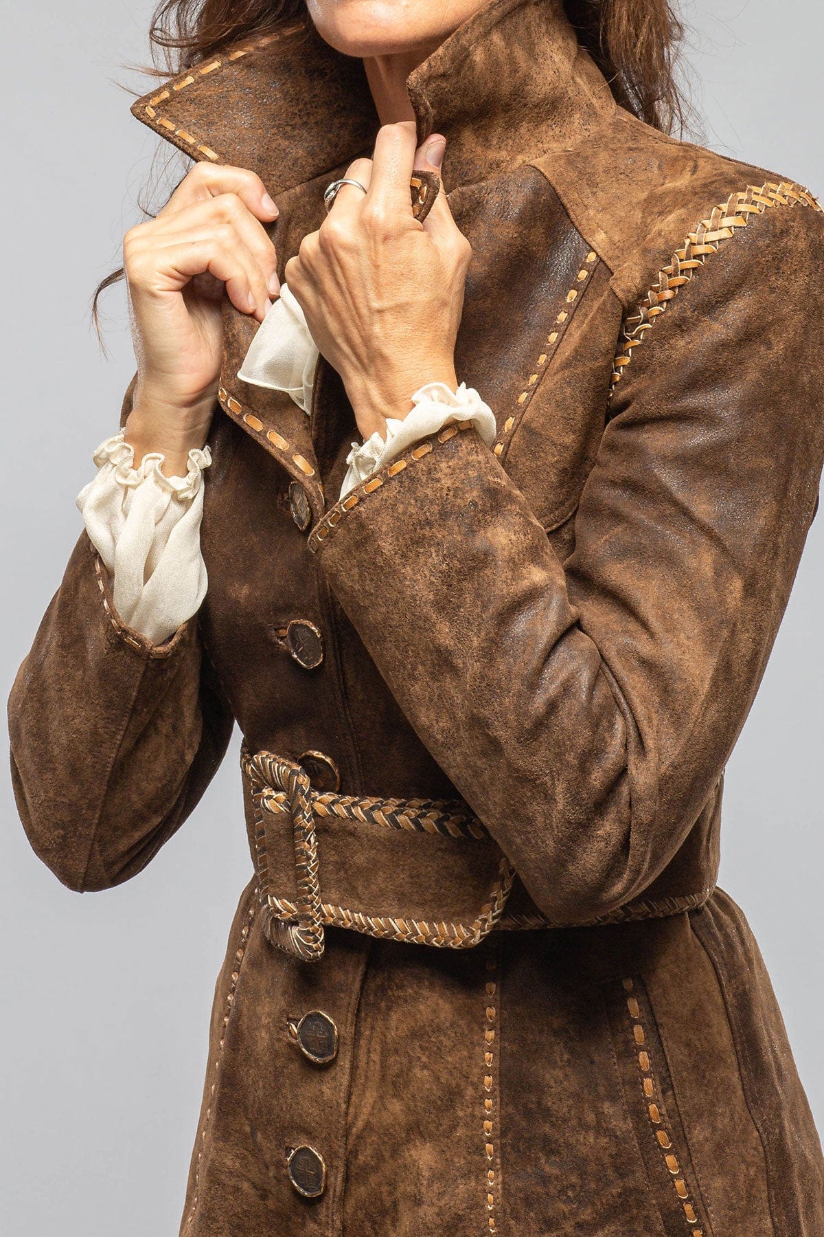 Kellie Distressed Lambskin Jacket In Vintage Brown - Image 4