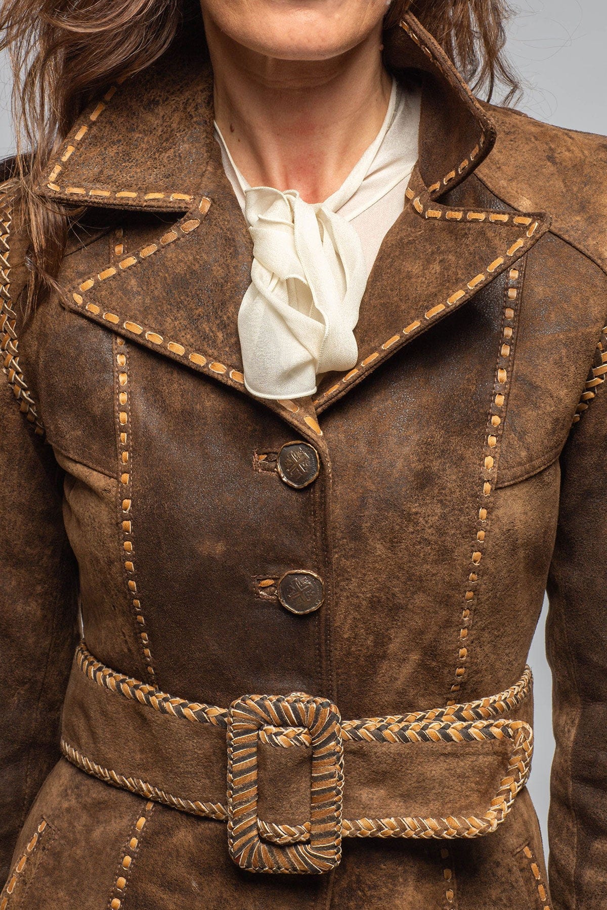 Kellie Distressed Lambskin Jacket In Vintage Brown - Image 5