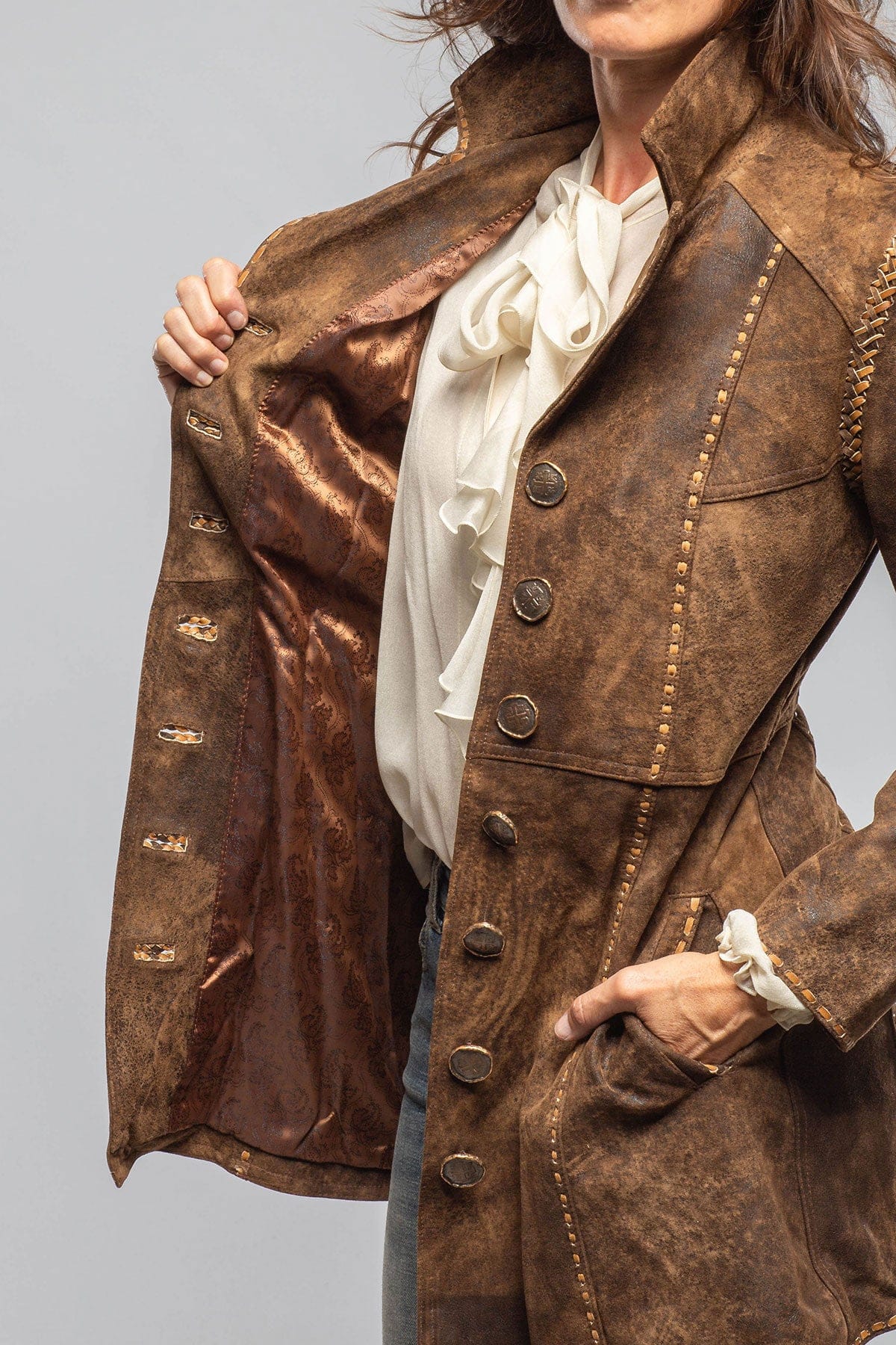 Kellie Distressed Lambskin Jacket In Vintage Brown - Image 7