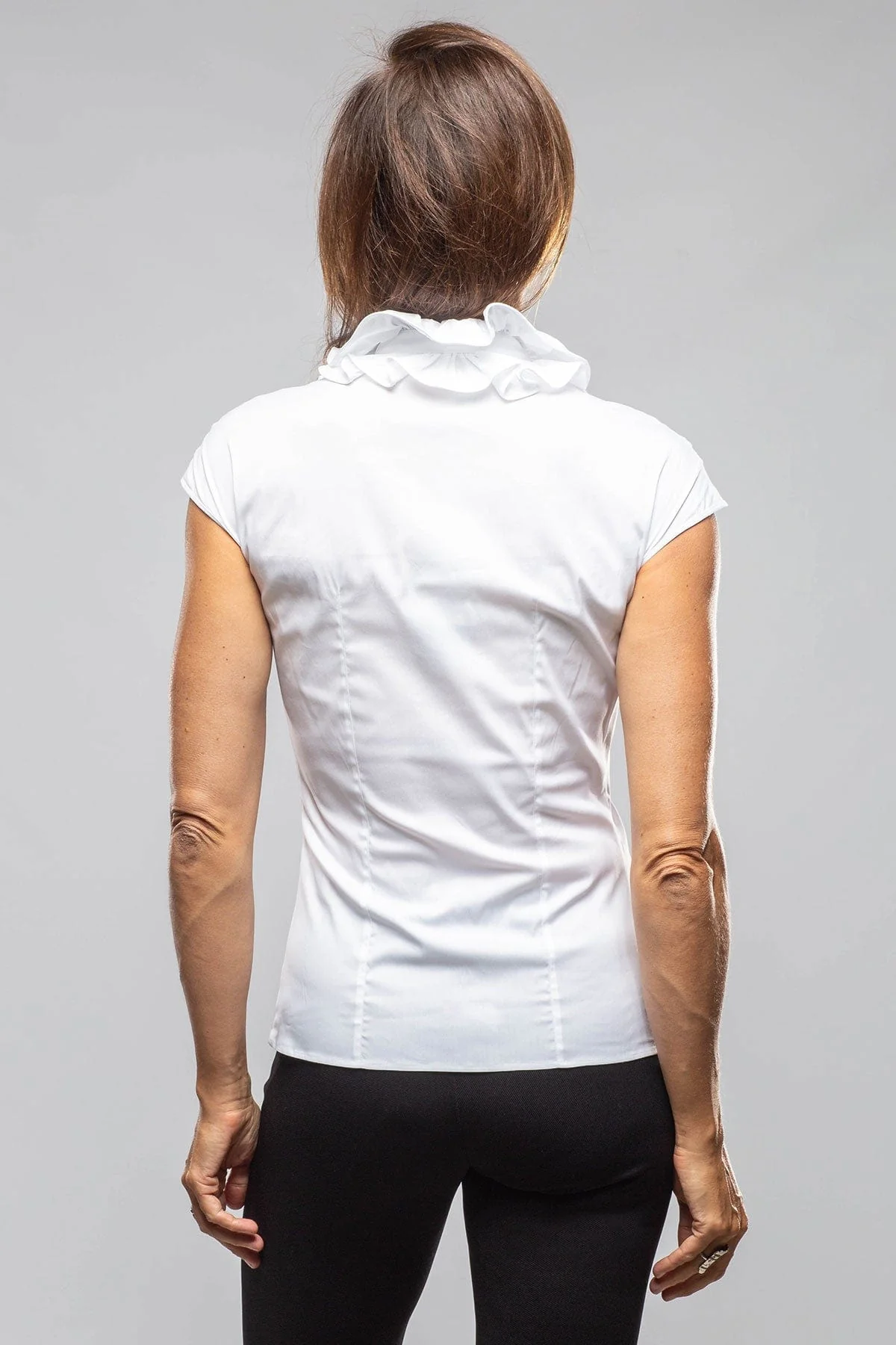 Kina Short Sleeve Ruffle Shirt In White - Image 4