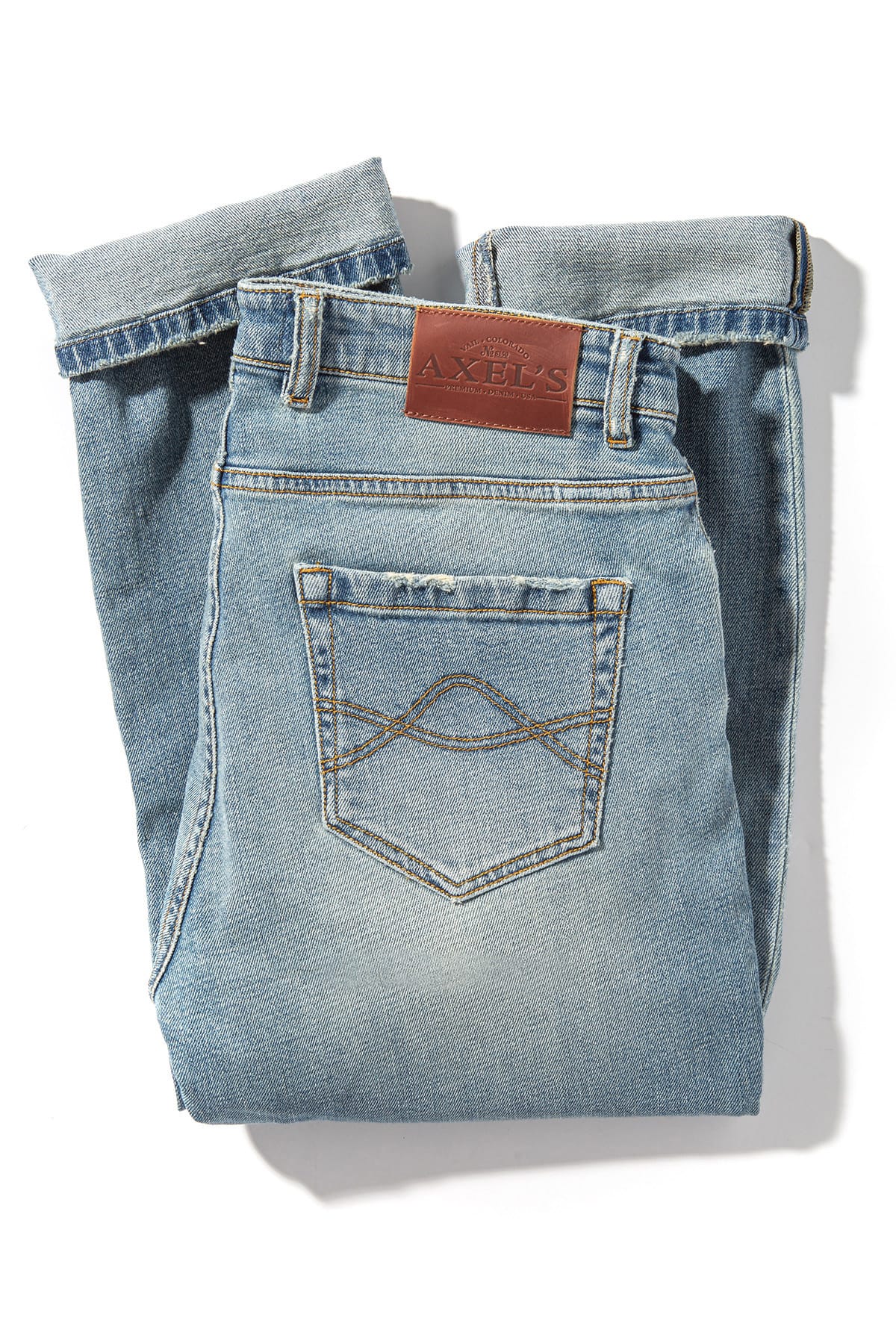 Kingman Denim In Light Wash Gold Stitch - Image 5