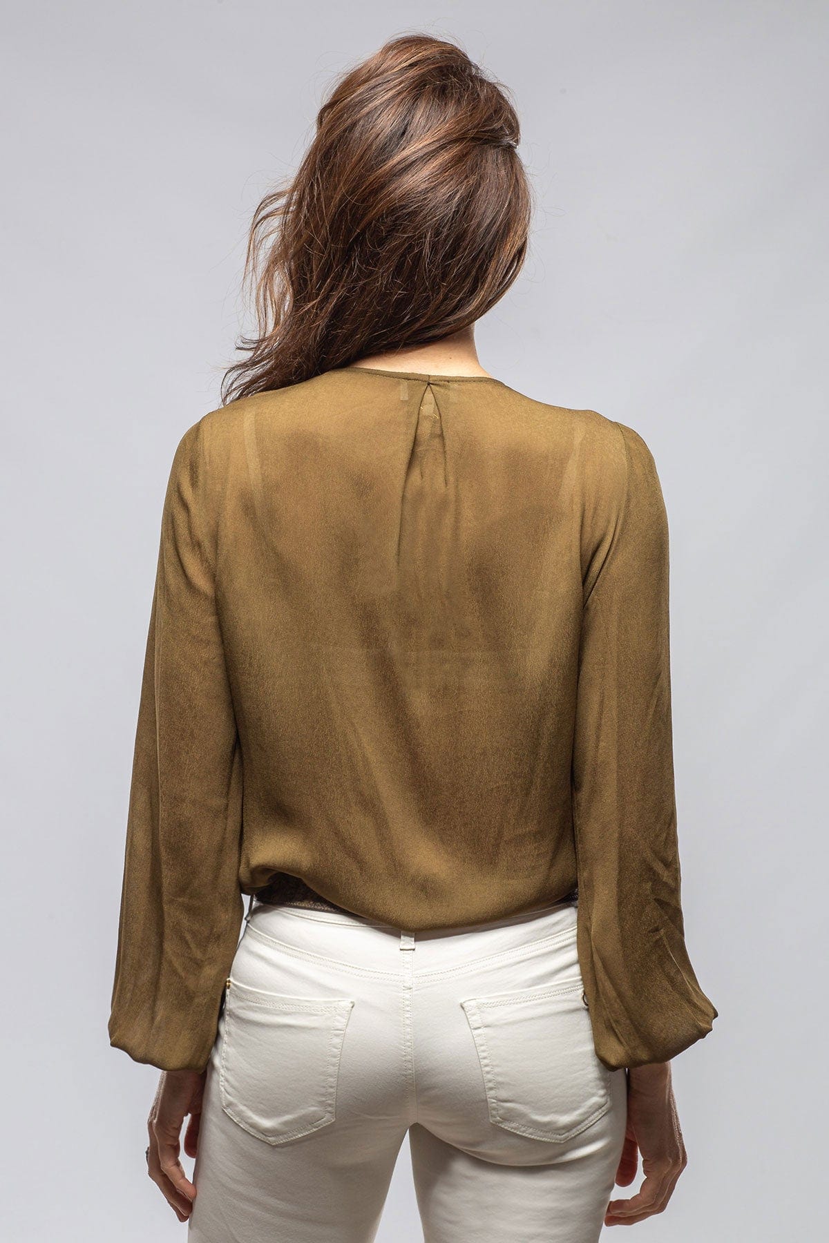 Laia V-Neck Peasant Blouse In Olive - Image 5