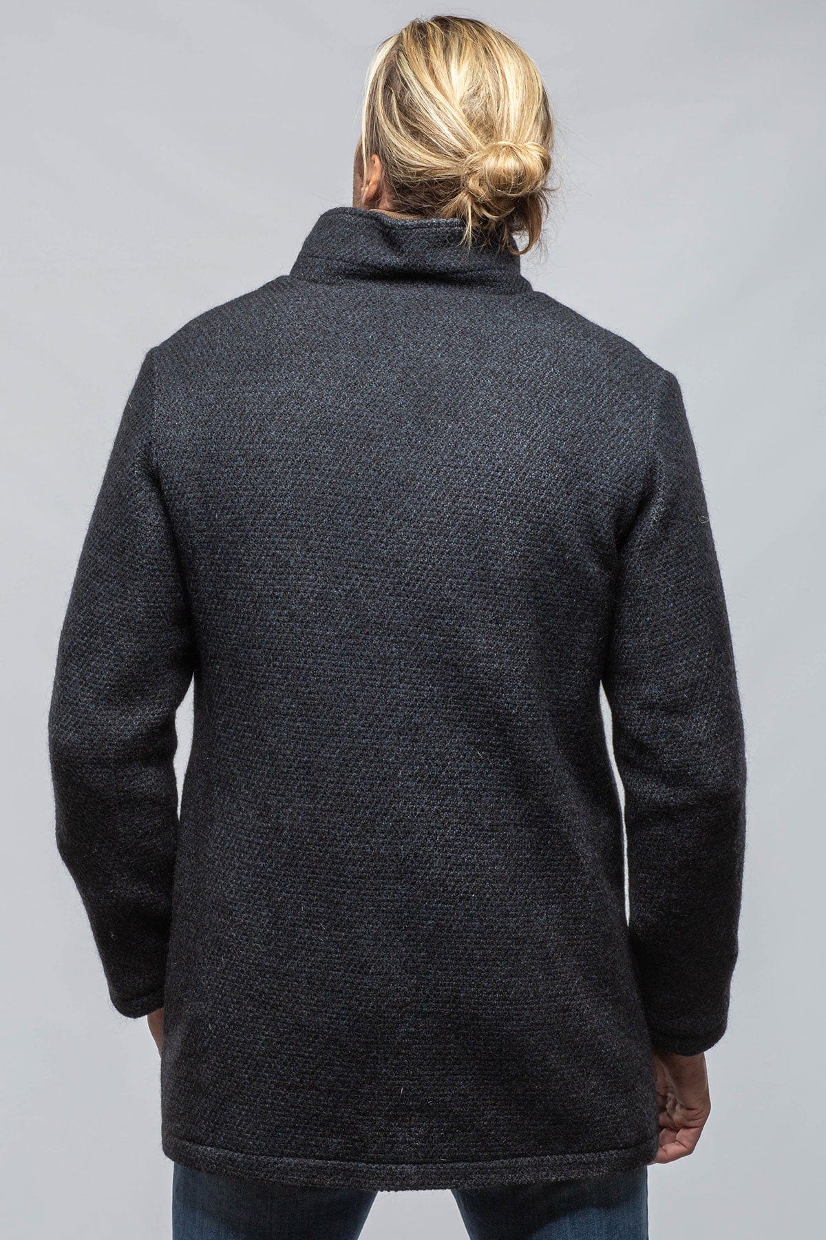 Lazard Long Knit Coat In Navy - Image 5