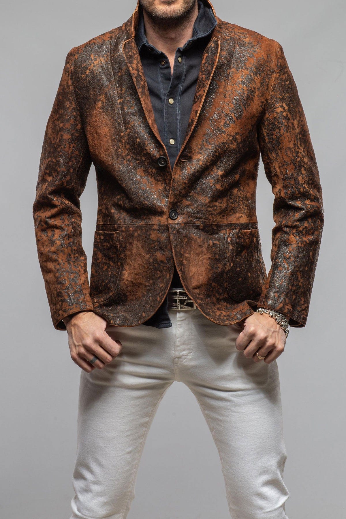 Lennon Distressed Leather Blazer