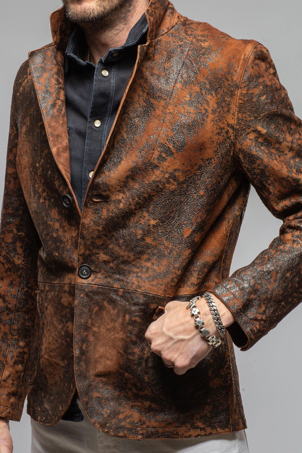 Lennon Distressed Leather Blazer - Image 2