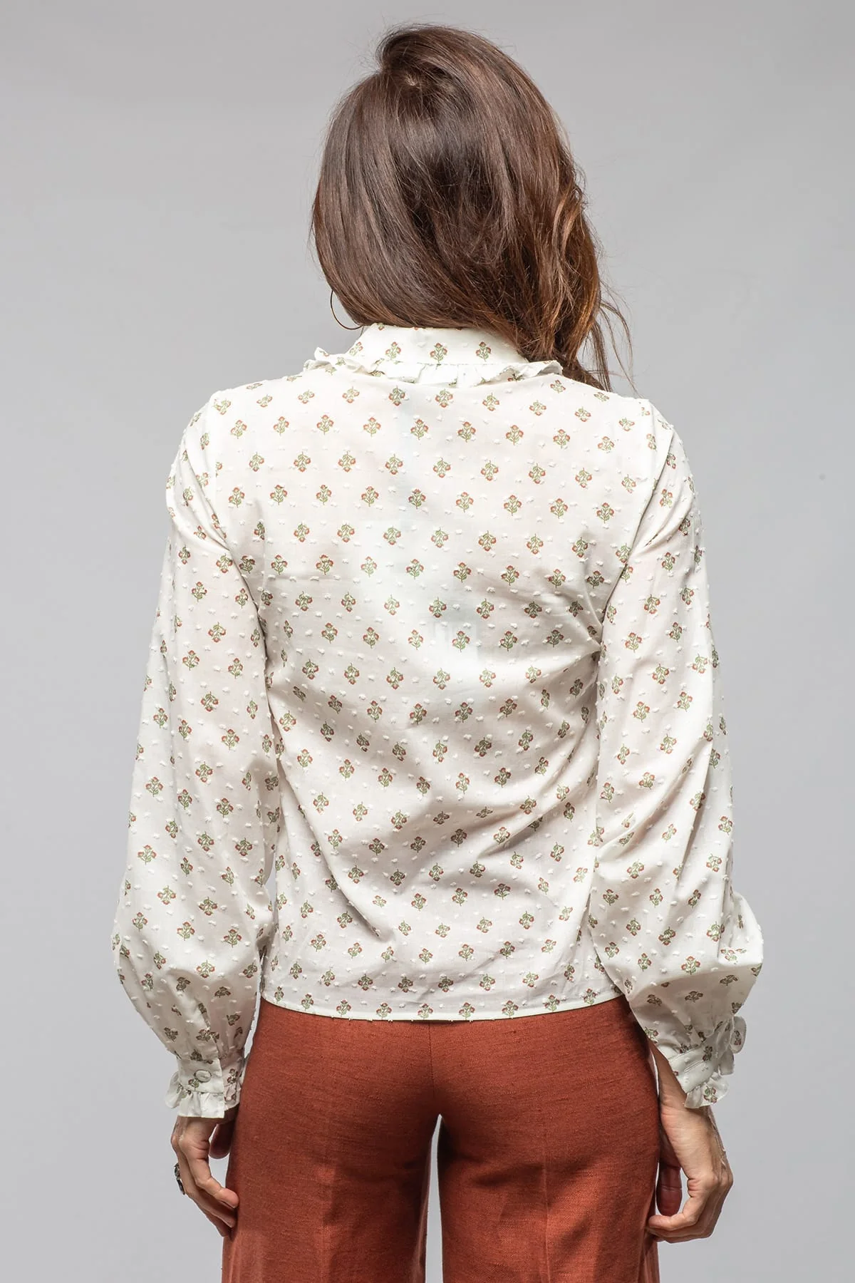 Liesl Cotton Ruffle Shirt Floral Print In White - Image 4