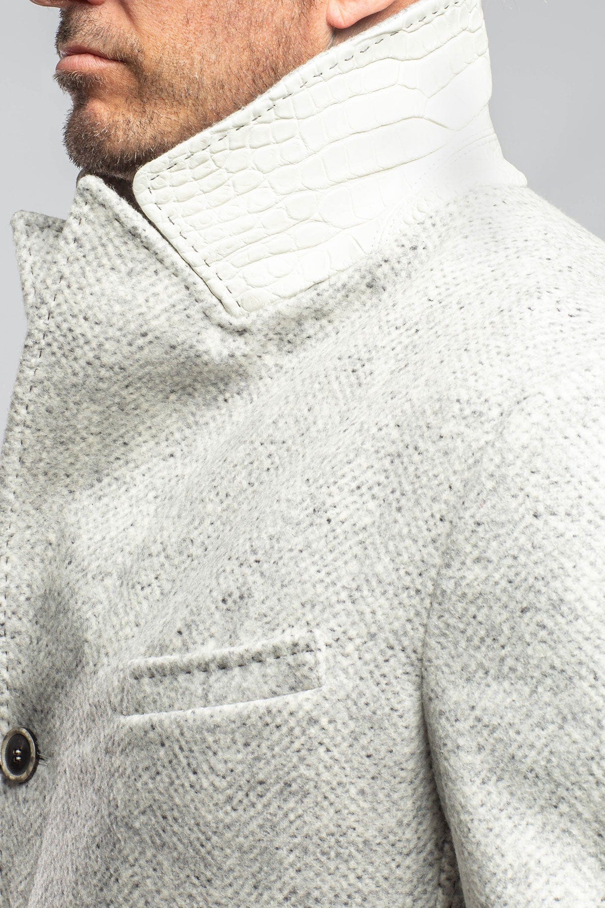 Tasman II Topcoat With Croc Trim In Ash - Image 5