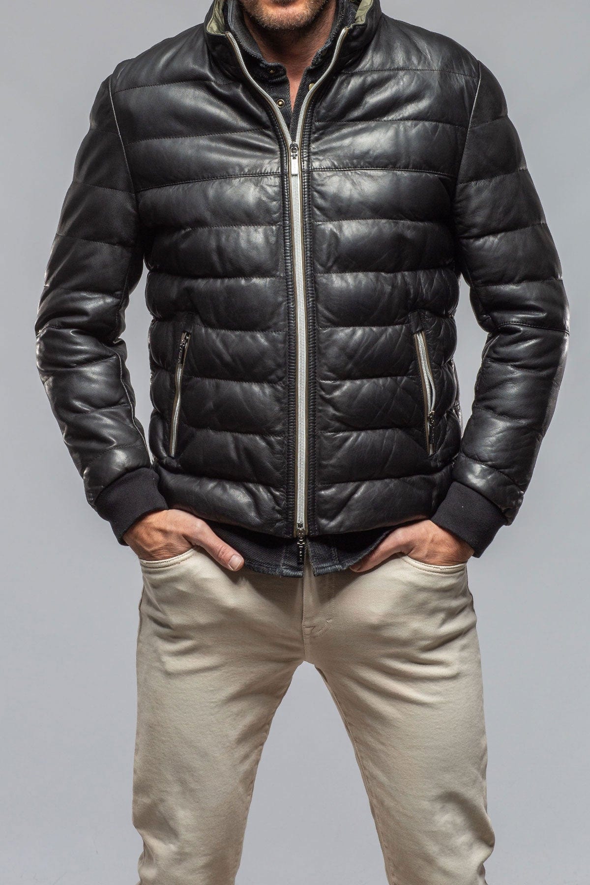 Loki Leather Puffer Jacket In Black - Image 2