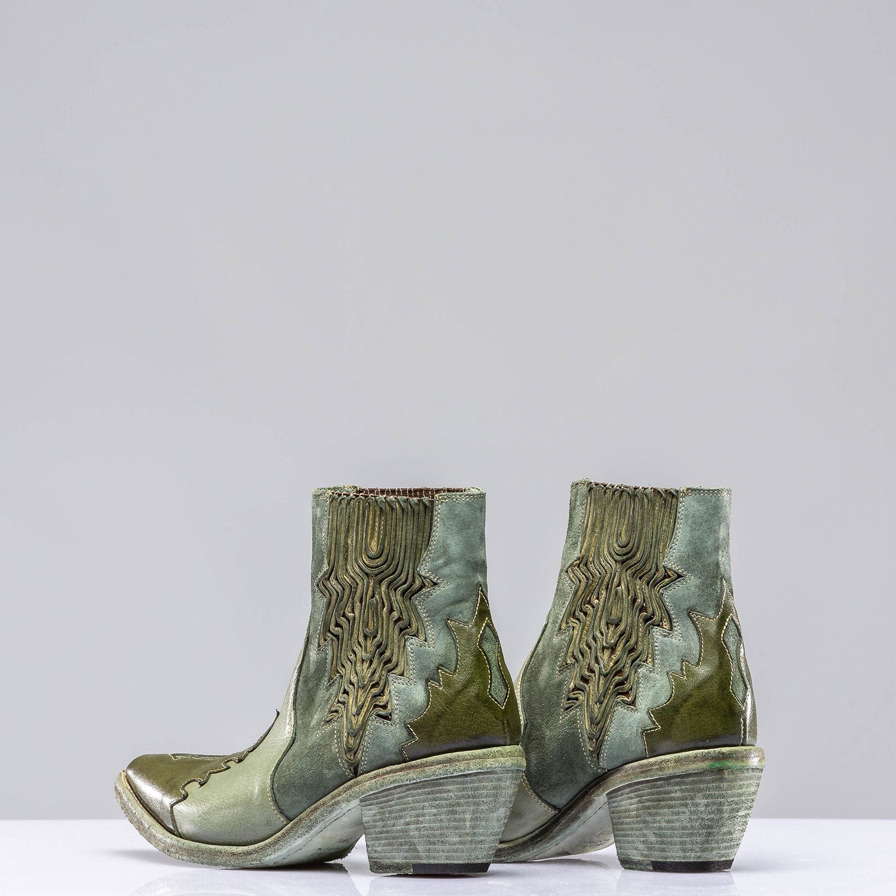 Luz Leather & Suede Boots In Green - Image 3
