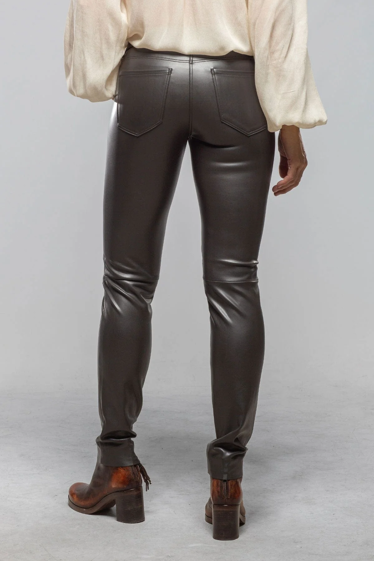 MAC Skinny Vegan Stretch Leather Pant In Deep Brown - Image 3