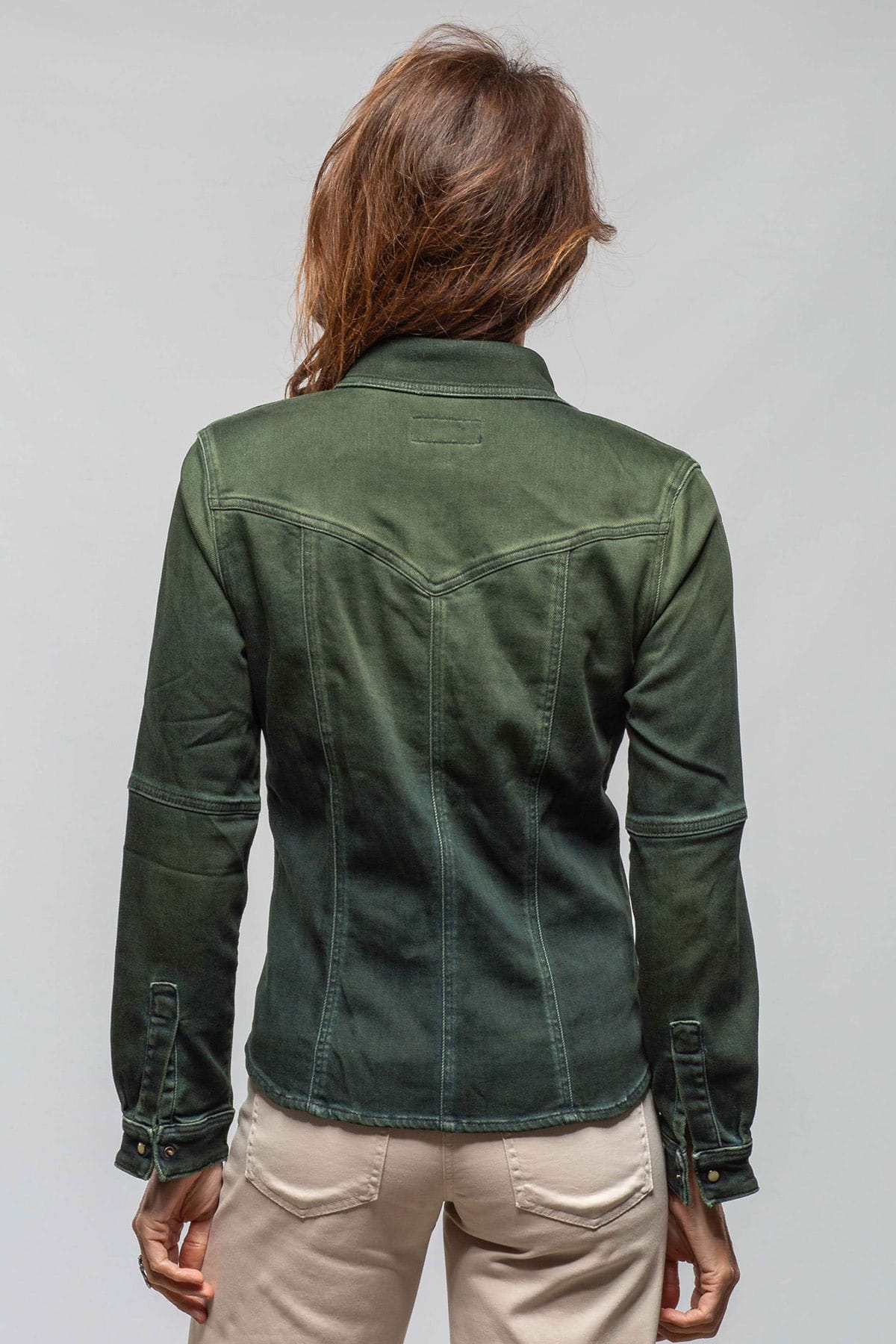 Maddi Fitted Western Snap Shirt In Avocado Over Dye - Image 6