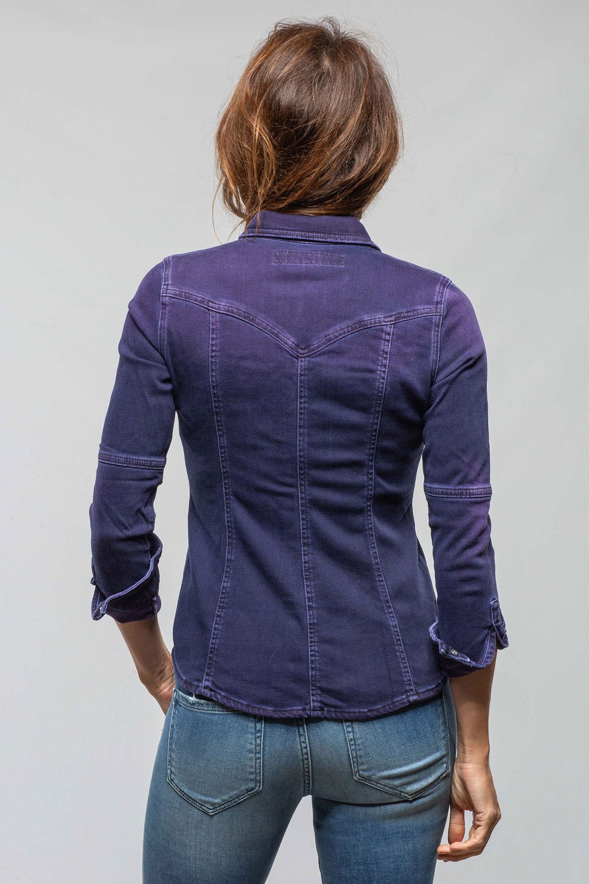 Maddi Fitted Western Snap Shirt In Blueberry - Image 6
