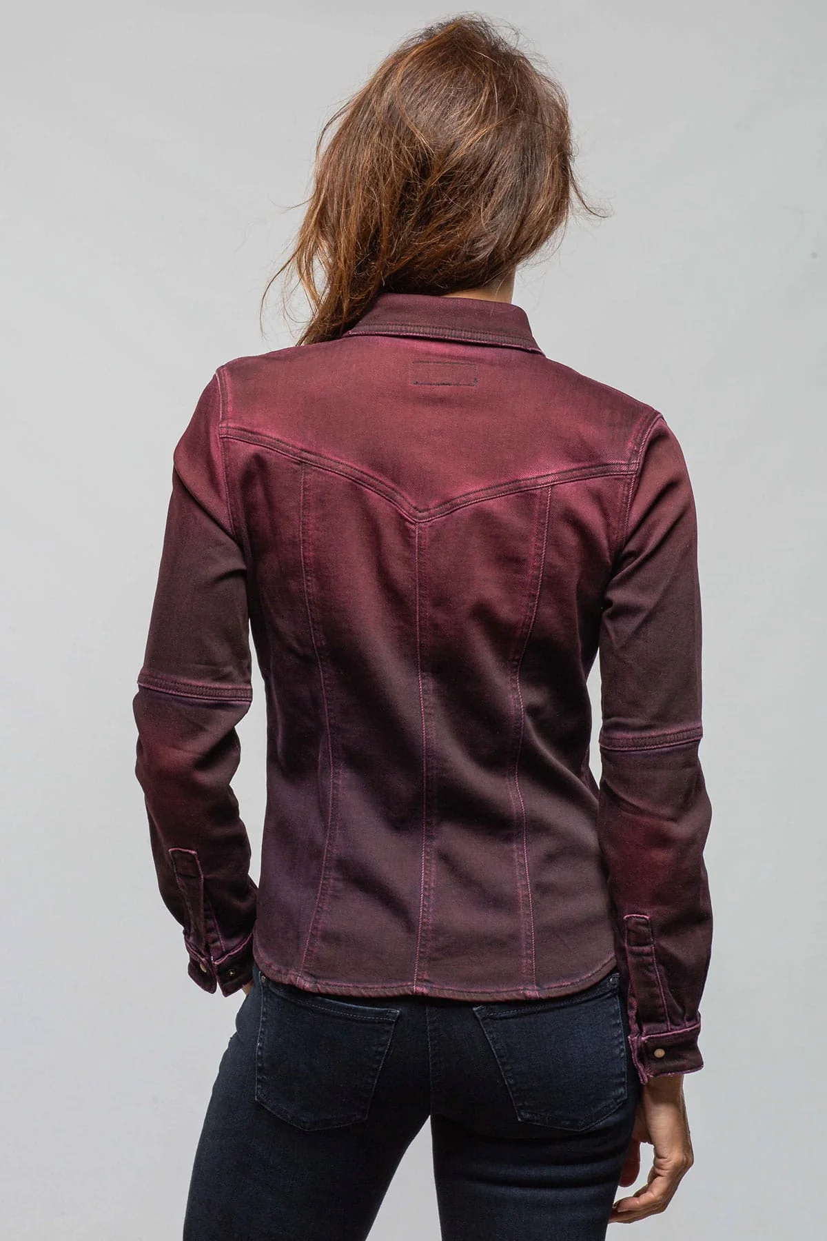 Maddi Fitted Western Snap Shirt In Bordeaux Over Dye - Image 6