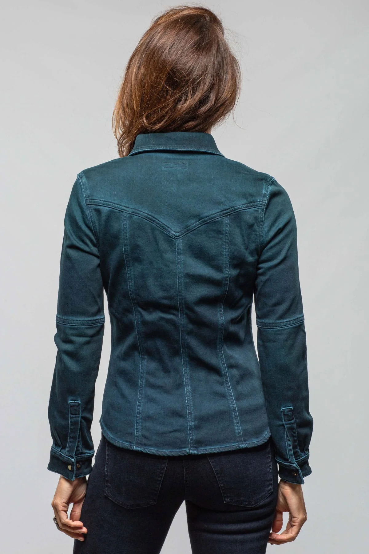 Maddi Fitted Western Snap Shirt In Petrol Over Dye - Image 6