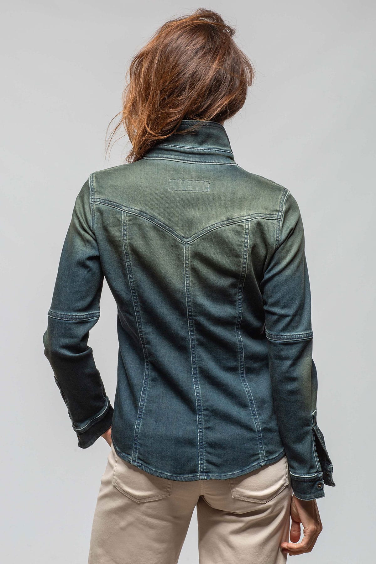 Maddi Western Snap Shirt In Green Over Dye - Image 6
