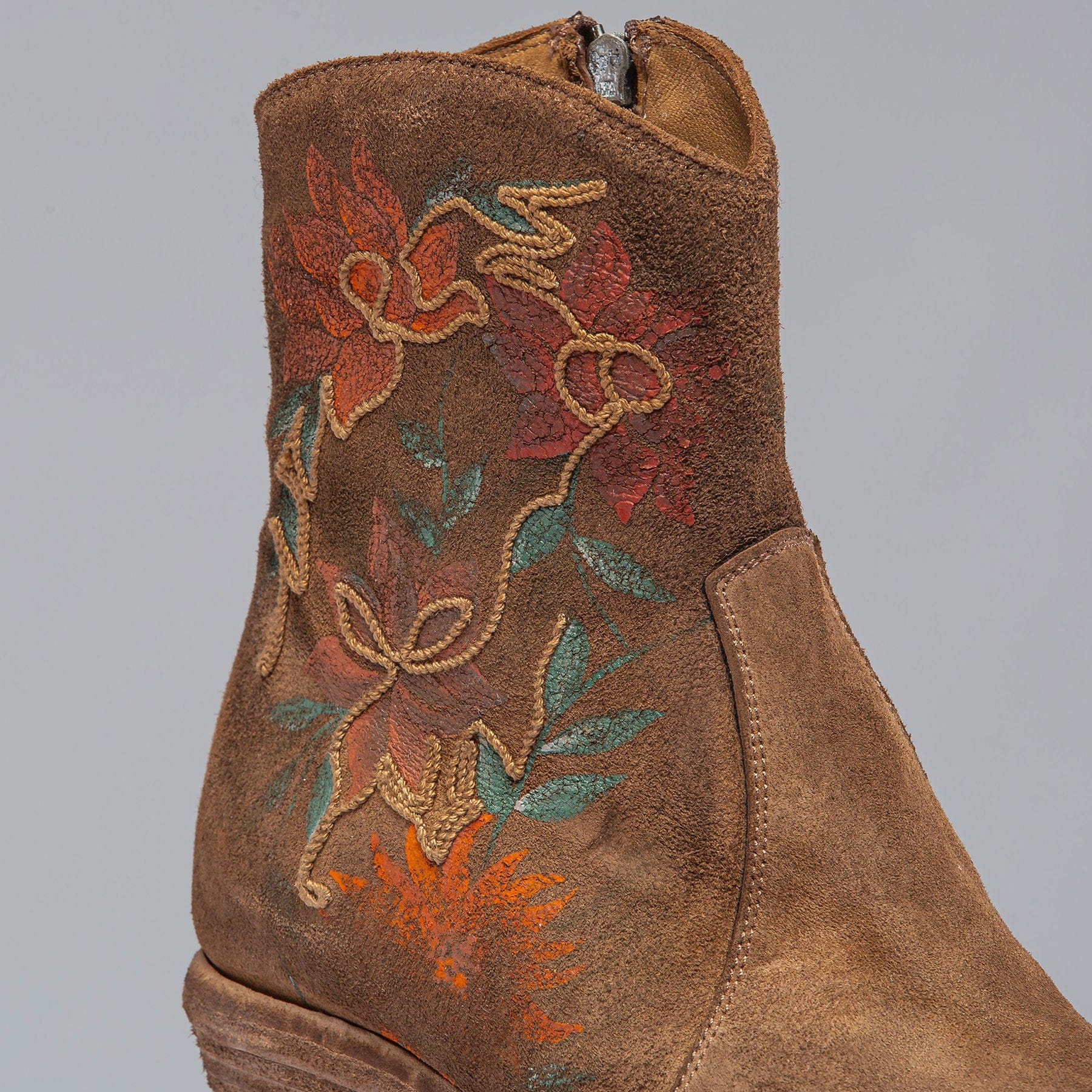 Manzanita Hand Painted & Embroidered Boot In Tobacco - Image 4
