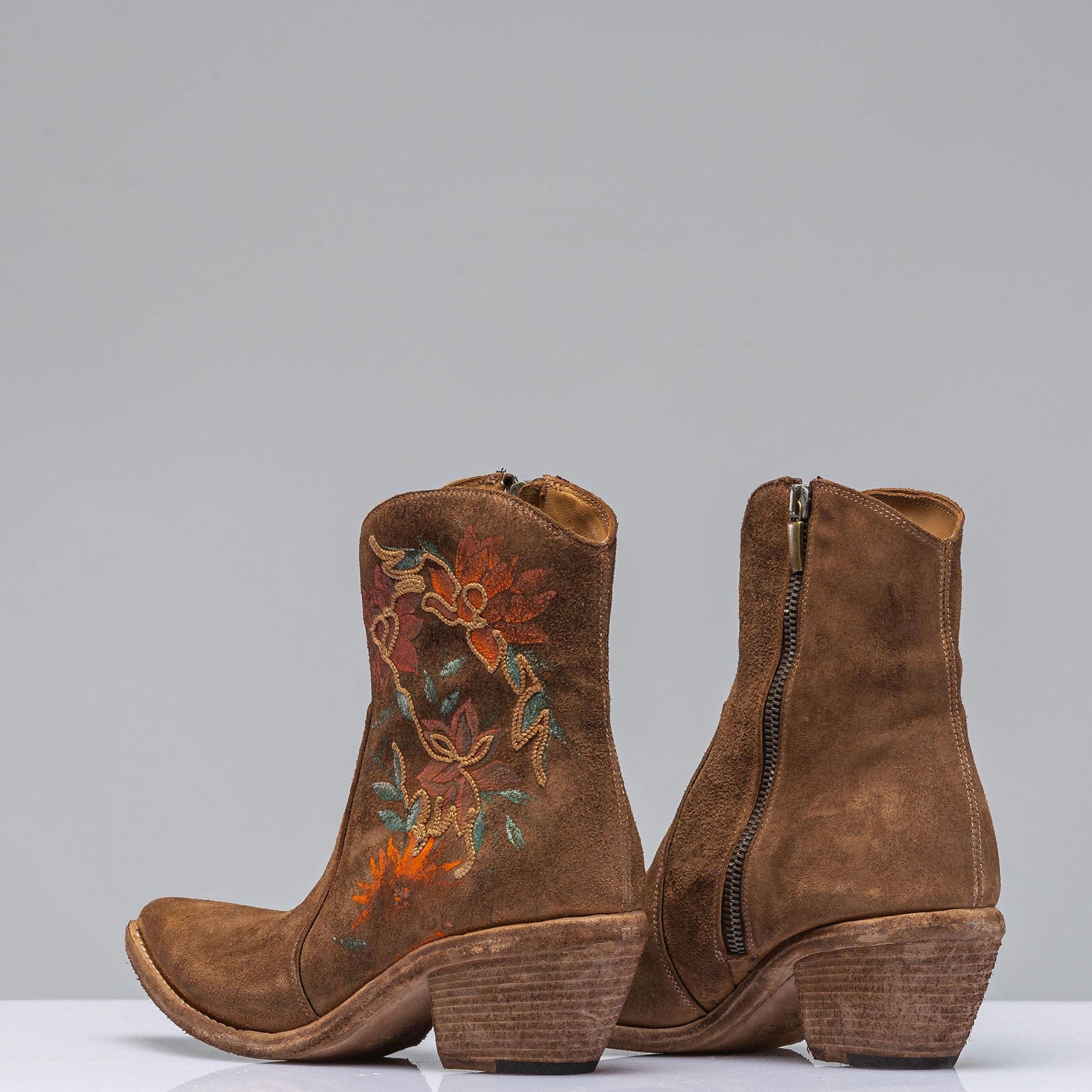Manzanita Hand Painted & Embroidered Boot In Tobacco - Image 6