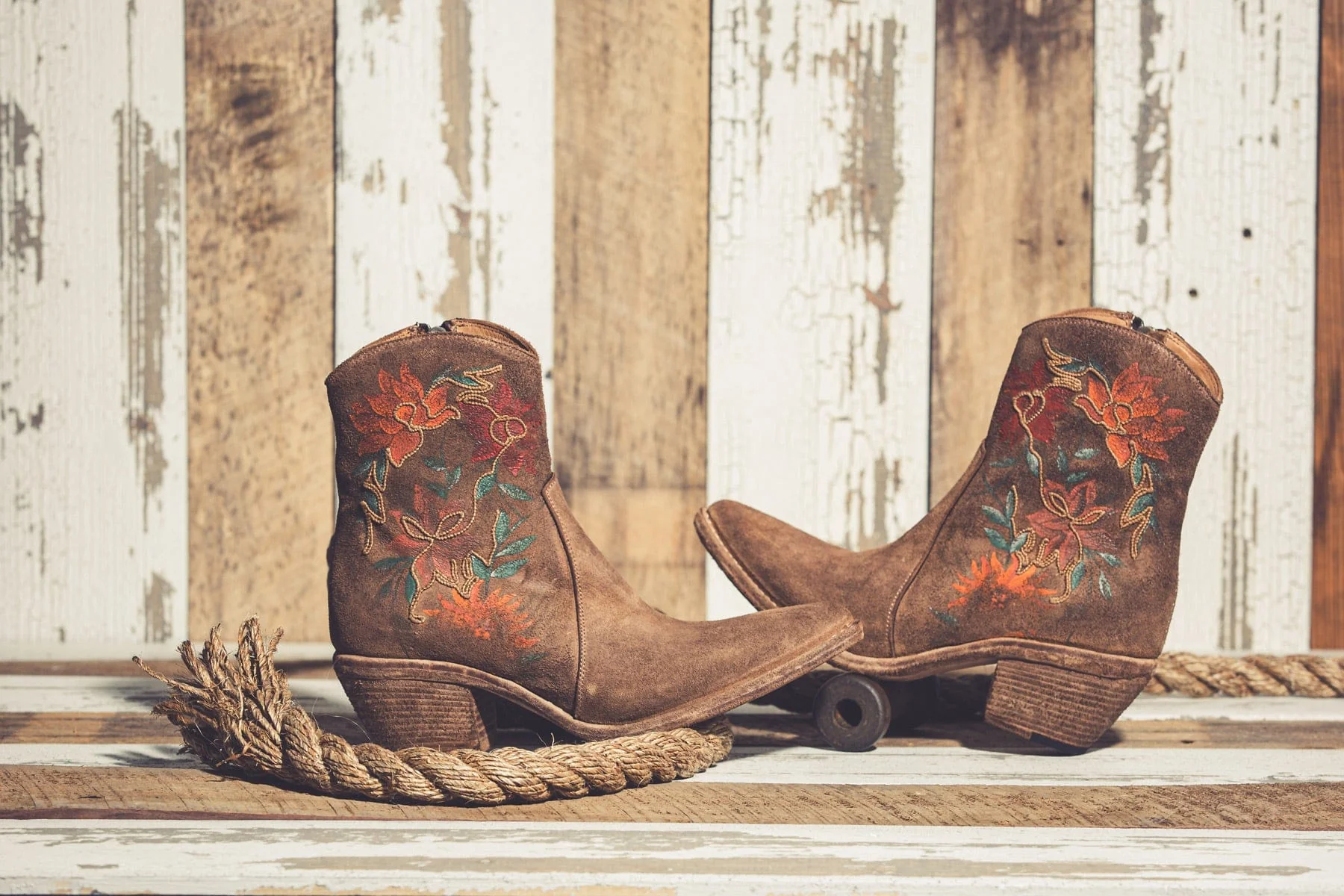Manzanita Hand Painted & Embroidered Boot In Tobacco - Image 7