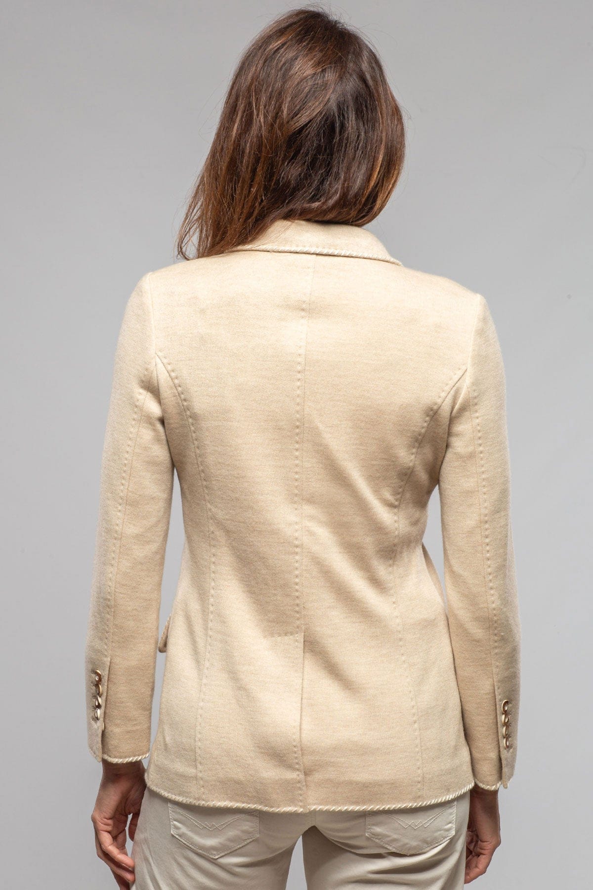 Melinda Whipstitch Cashmere Blazer In Oatmeal - Image 3