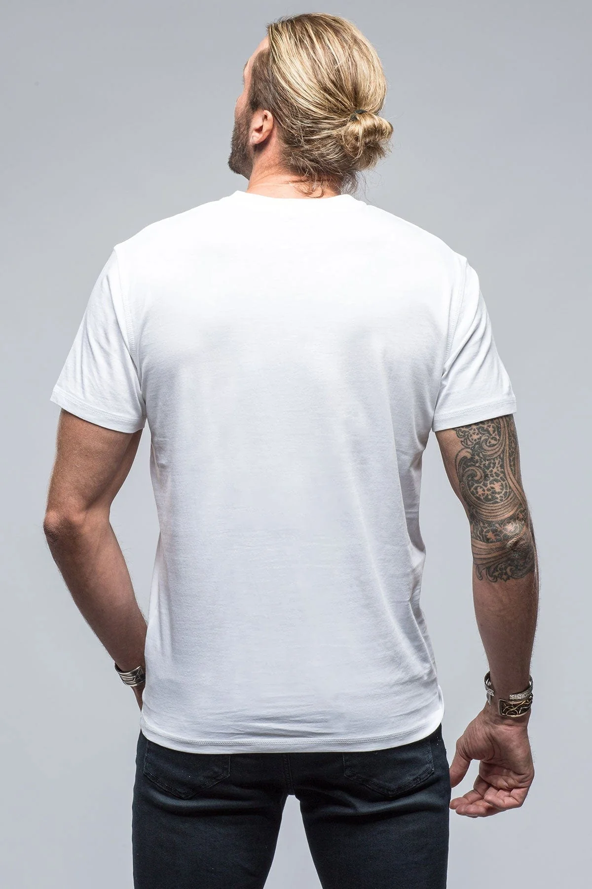 Mendocino Cotton SS Henley in White - Image 4
