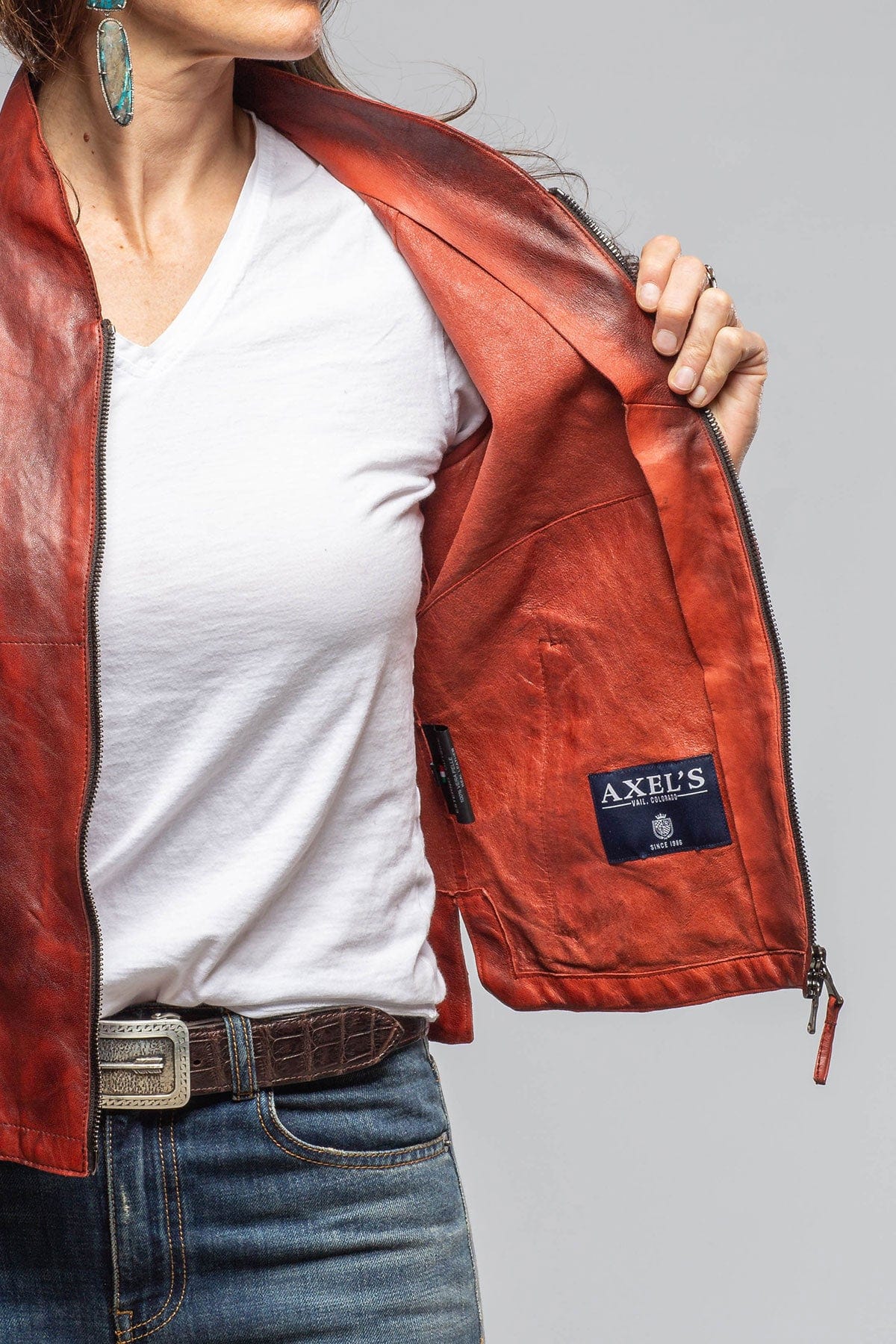 Mesquite Leather Moto In Red Char - Image 6