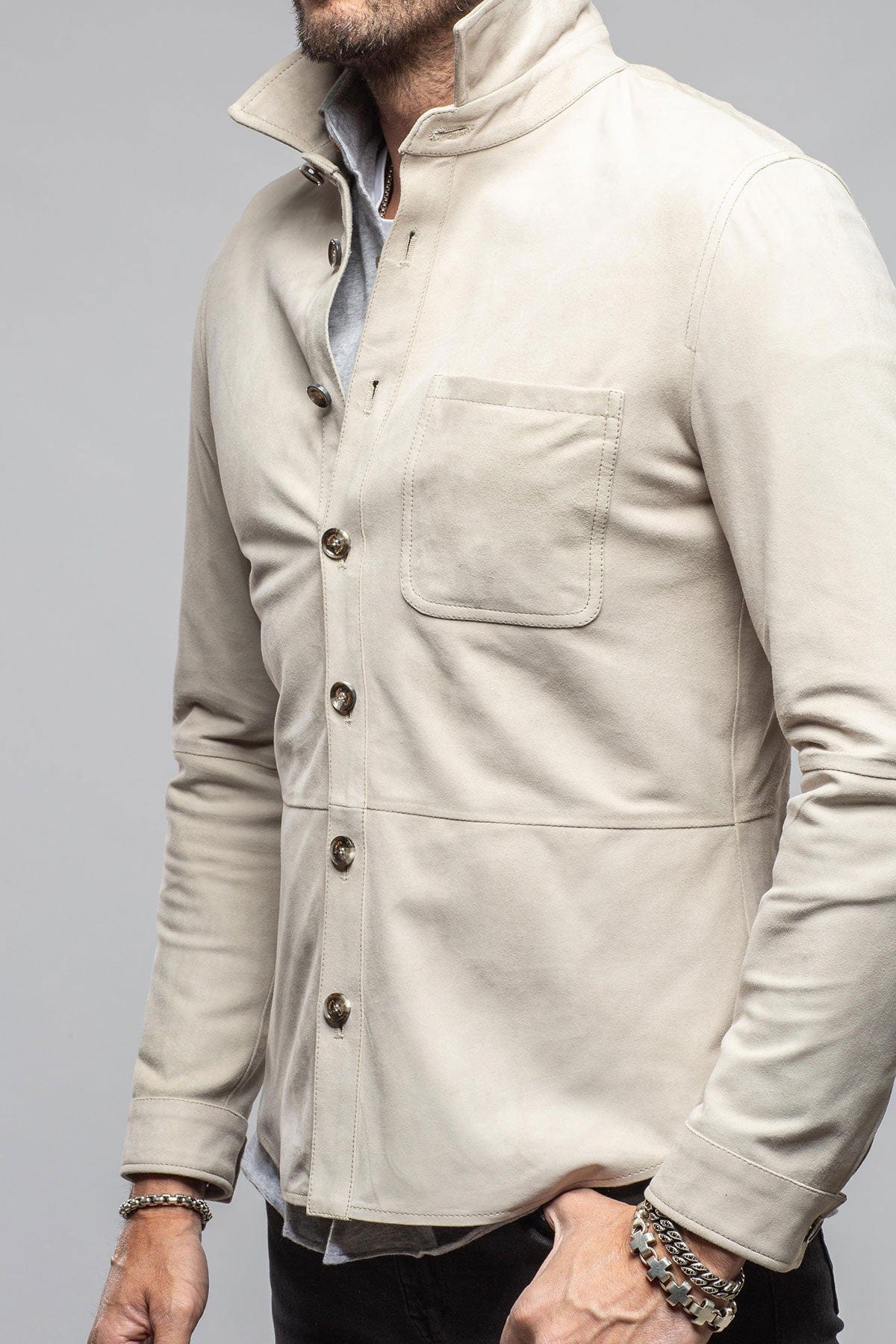 Midway Suede Overshirt In Ice - Image 3