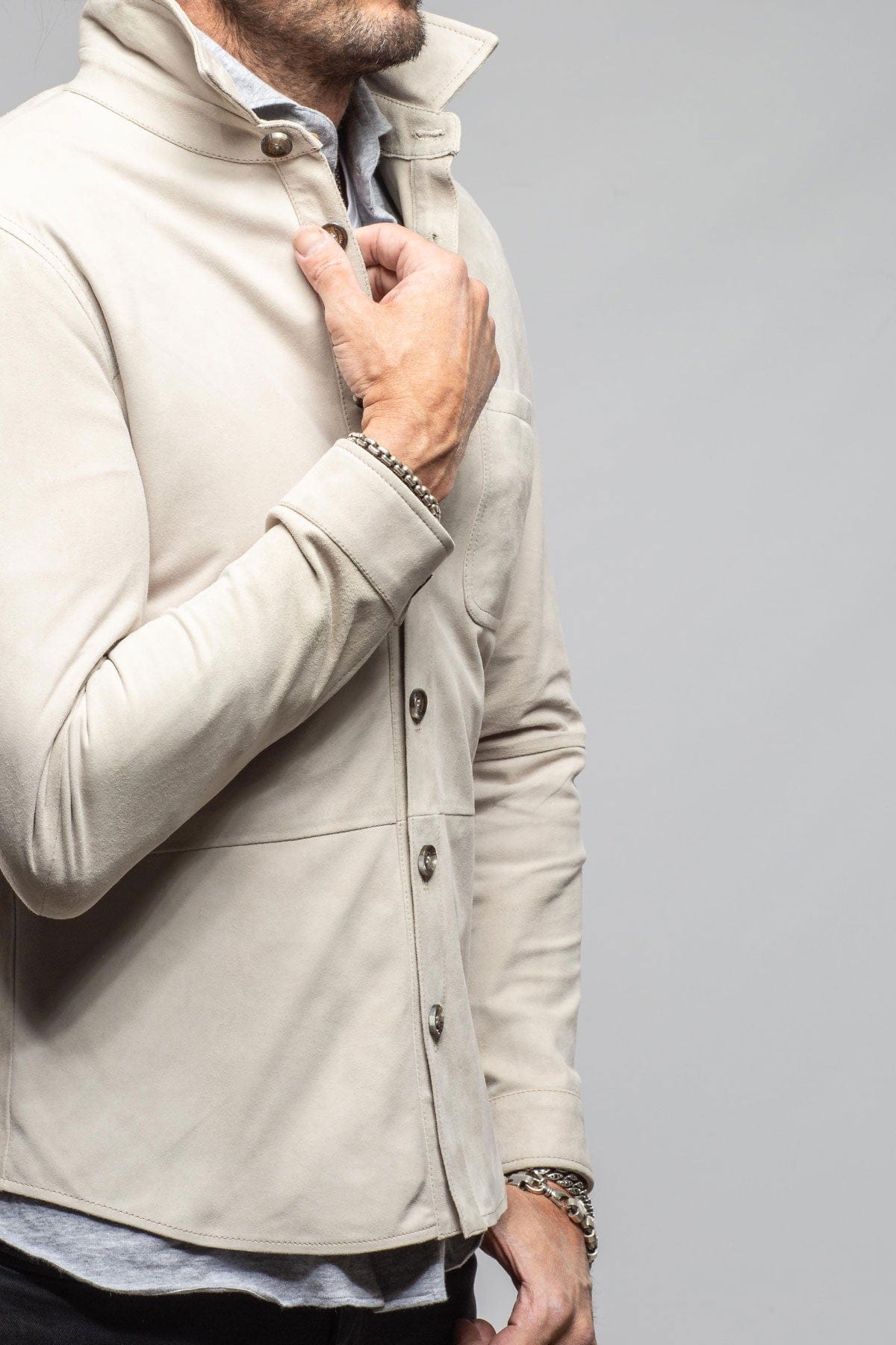 Midway Suede Overshirt In Ice - Image 4