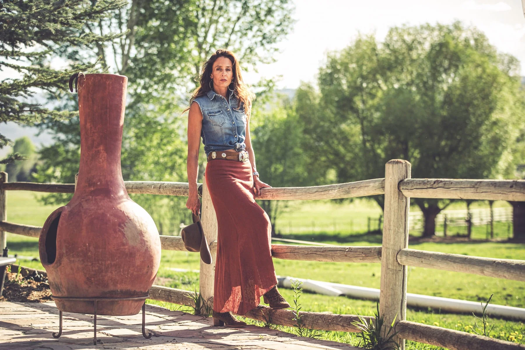 Minorca Diagonal Hem Linen Skirt In Brick - Image 4