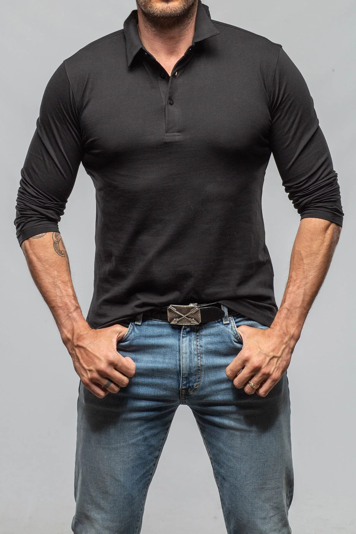 Newport Cotton Polo In Black