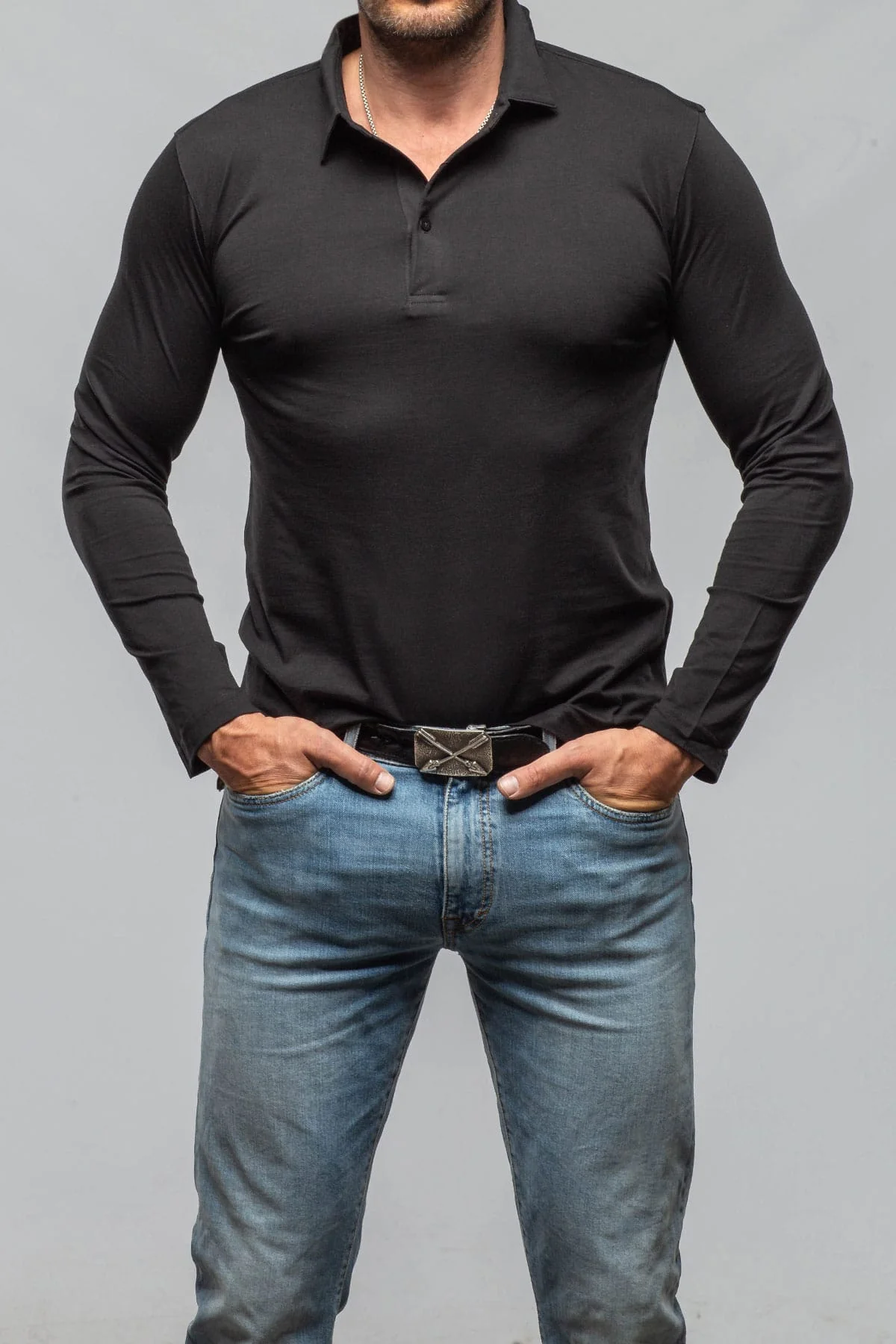 Newport Cotton Polo In Black - Image 2
